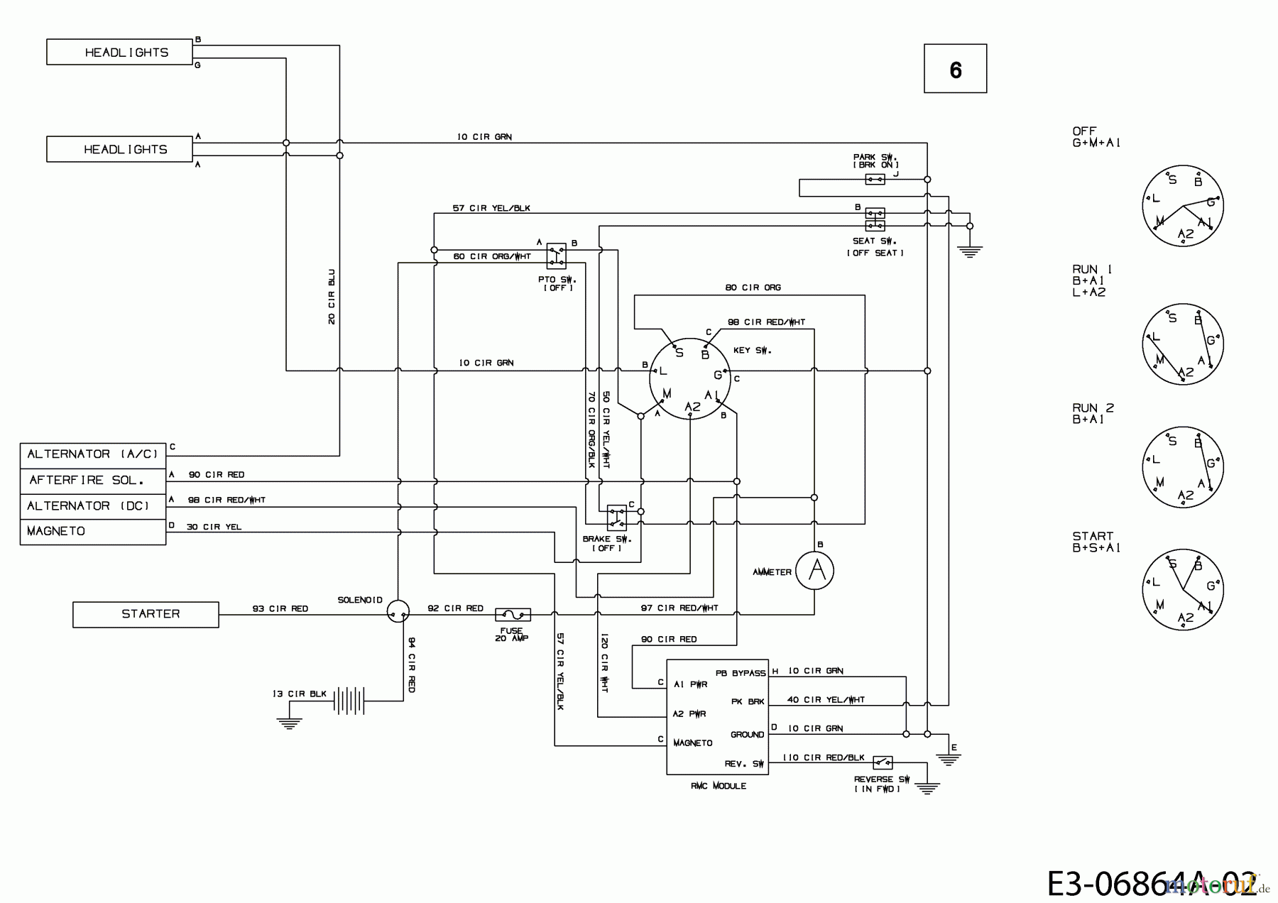  MTD Lawn tractors 20/46 13AT77KT308  (2011) Wiring diagram