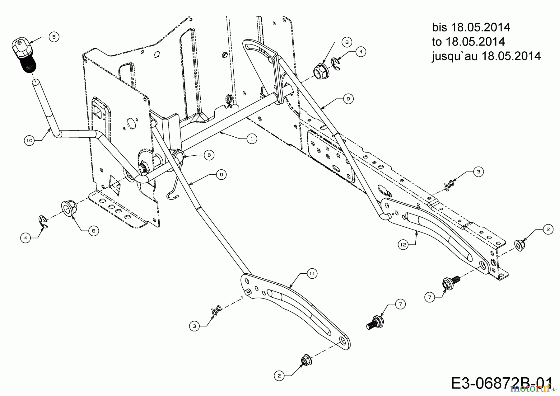  MTD Rasentraktoren 15.5/42 13AM775S308  (2014) Mähwerksaushebung bis 18.05.2014