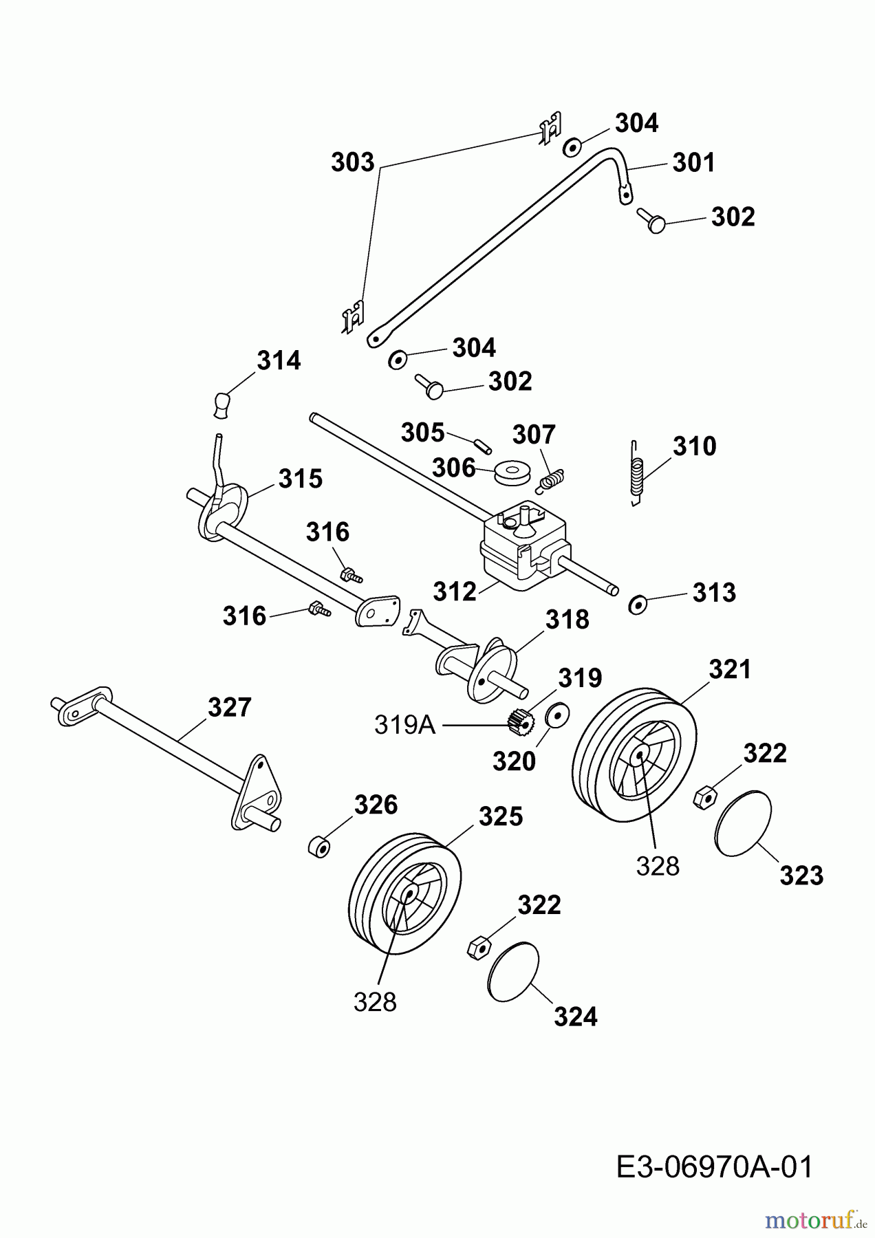  Wolf-Garten Motormäher mit Antrieb Power Edition 48 QRA 4236000  (2011) Getriebe, Räder