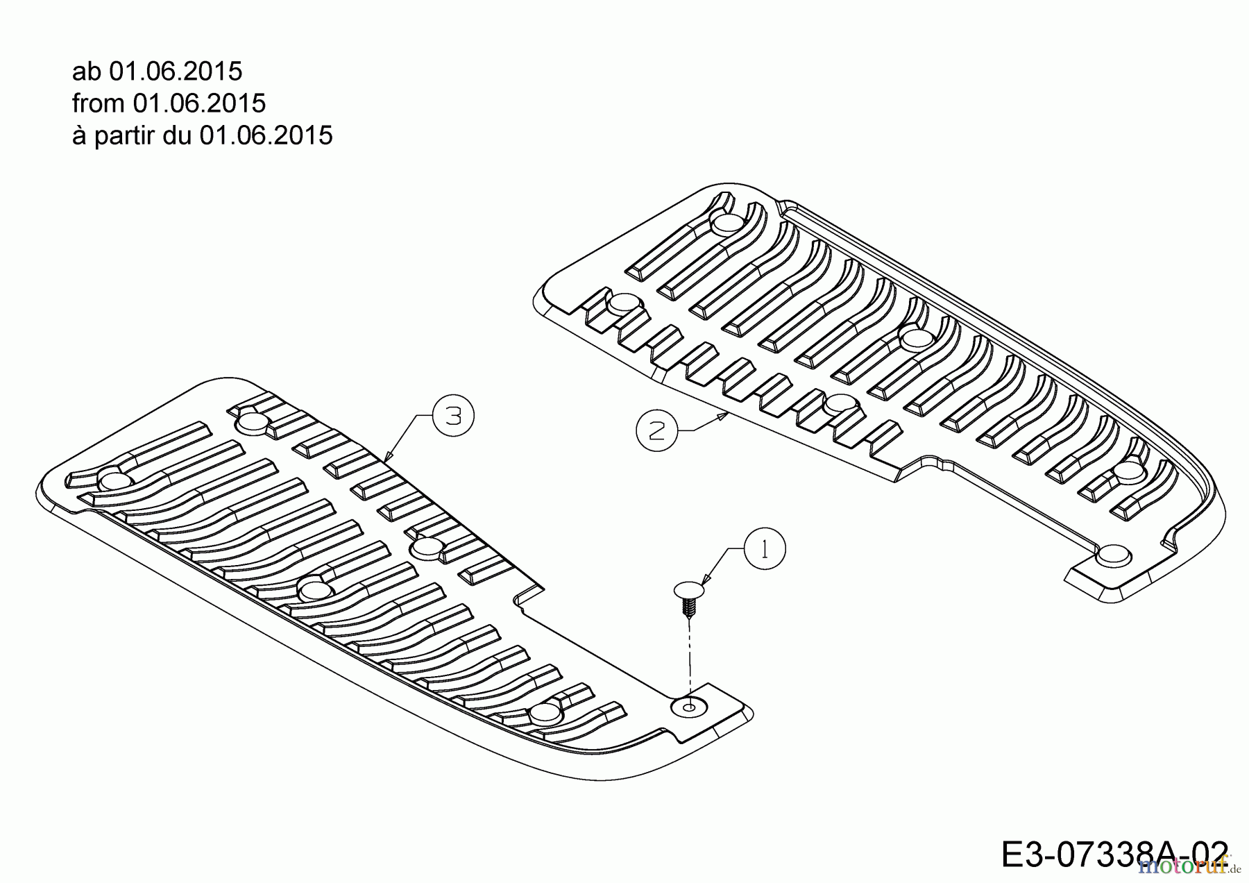 Cub Cadet Gartentraktoren CC 1224 KHP 14HQ94AP603 (2015) Trittbrettbelag ab 01.06.2015