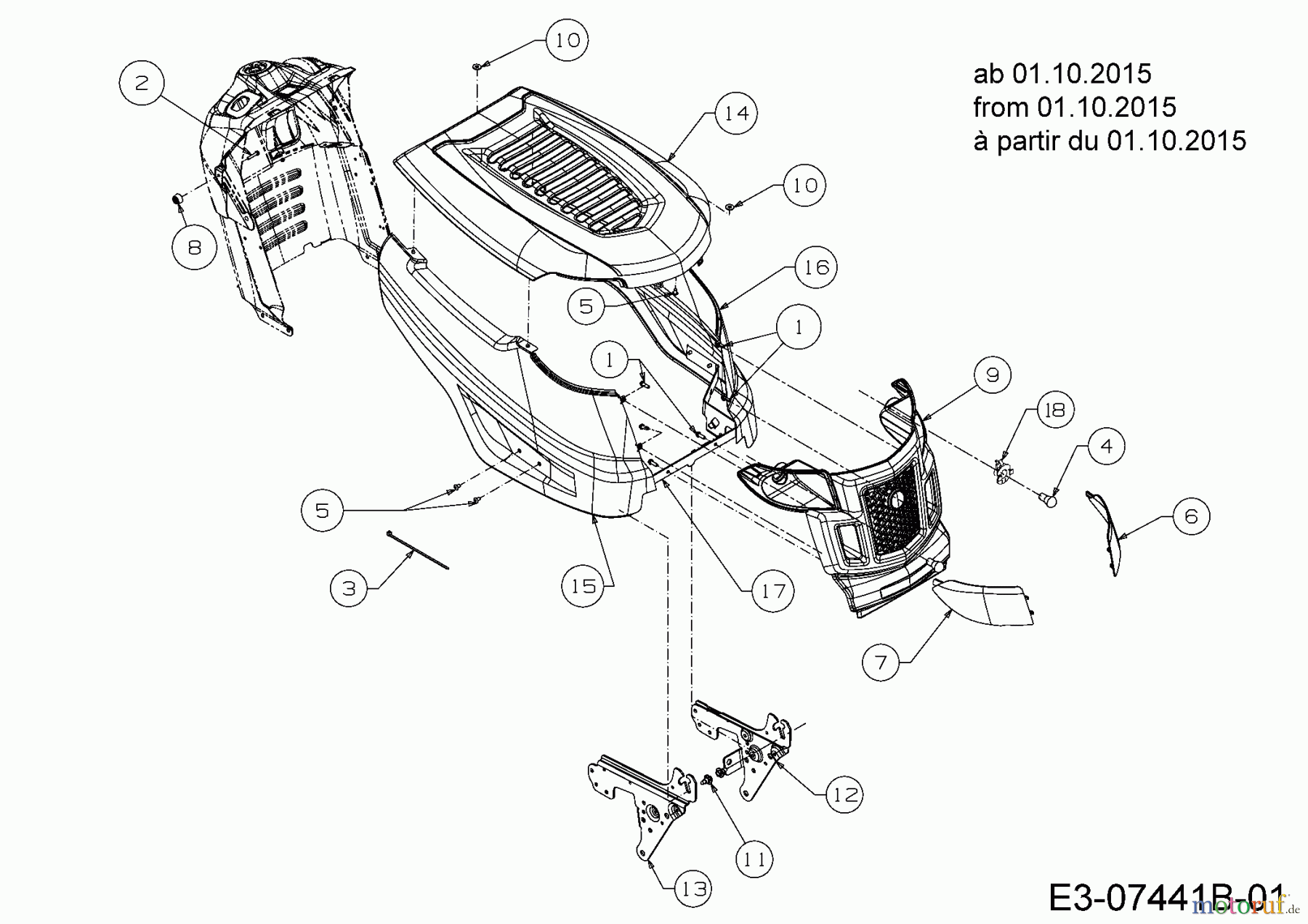  MTD Rasentraktoren DL 92 BH 13HH71KE677  (2015) Motorhaube K-Style ab 01.10.2015