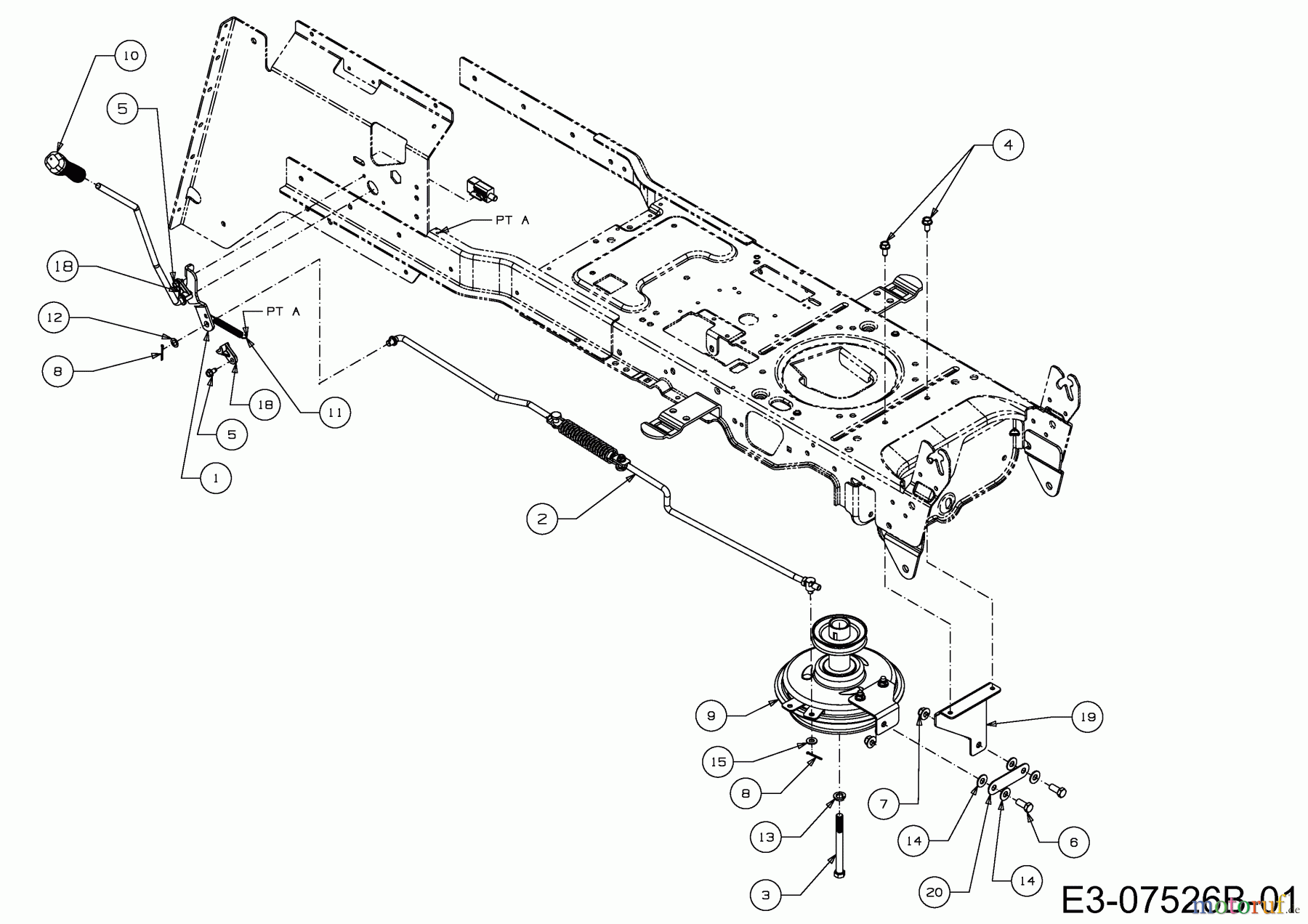  Massey Ferguson Rasentraktoren MF 41-22 RD 13HF91GN695  (2014) Mähwerkseinschaltung, Motorkeilriemenscheibe