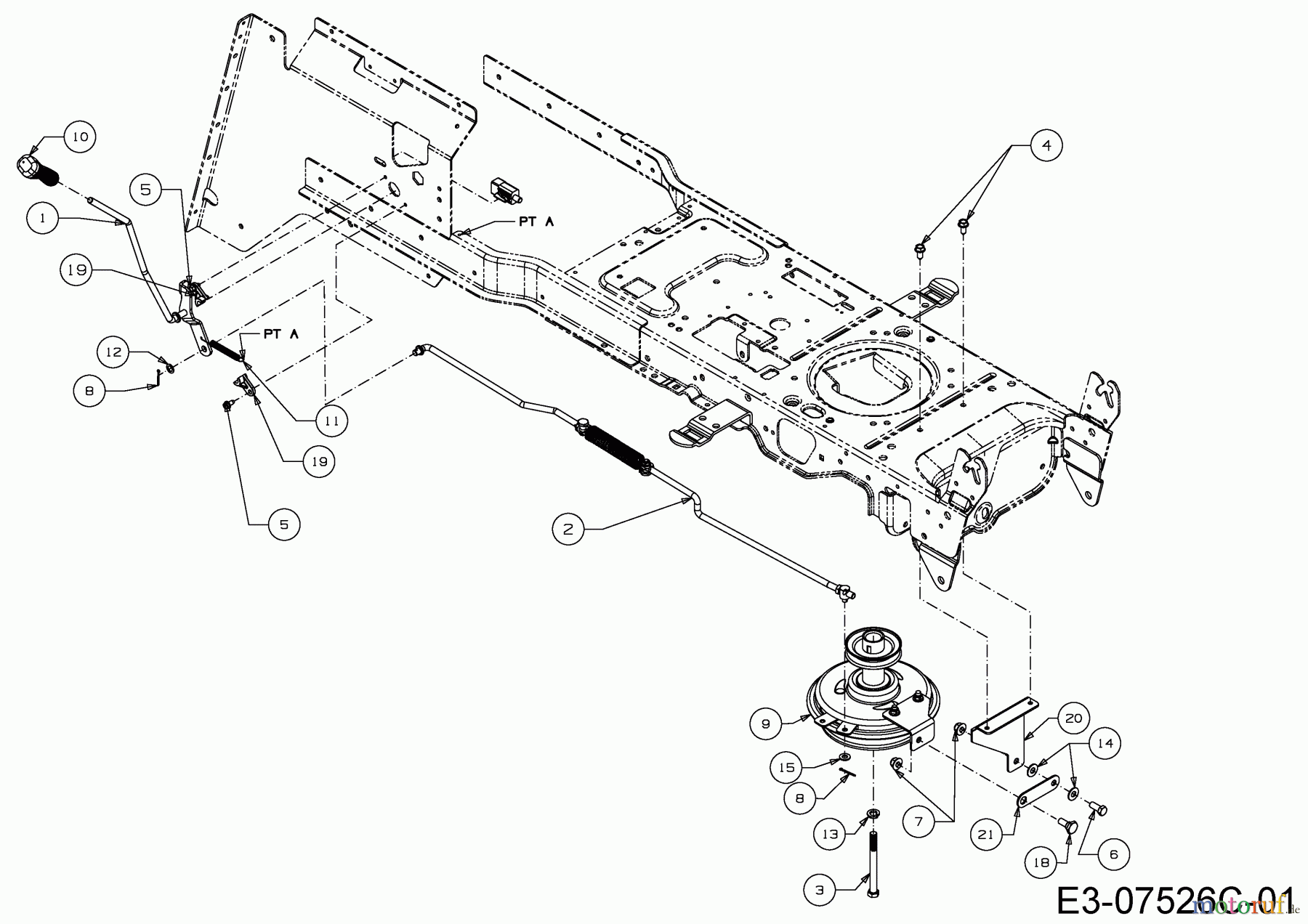  Massey Ferguson Rasentraktoren MF 41-22 RD 13HP91GN395  (2015) Mähwerkseinschaltung, Motorkeilriemenscheibe