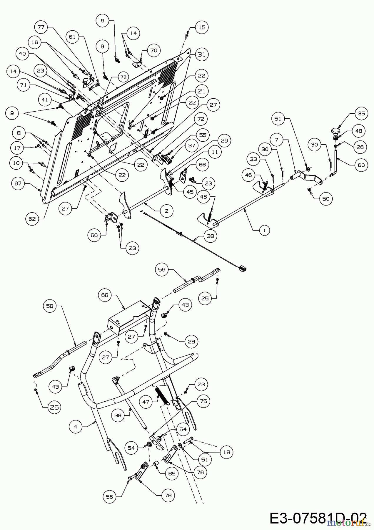  Massey Ferguson Tracteurs de pelouse MF 41-22 RD 13HP91GN395  (2016) Mecanisme dispositif du sac de réception de l'herbe, Plaque arrière