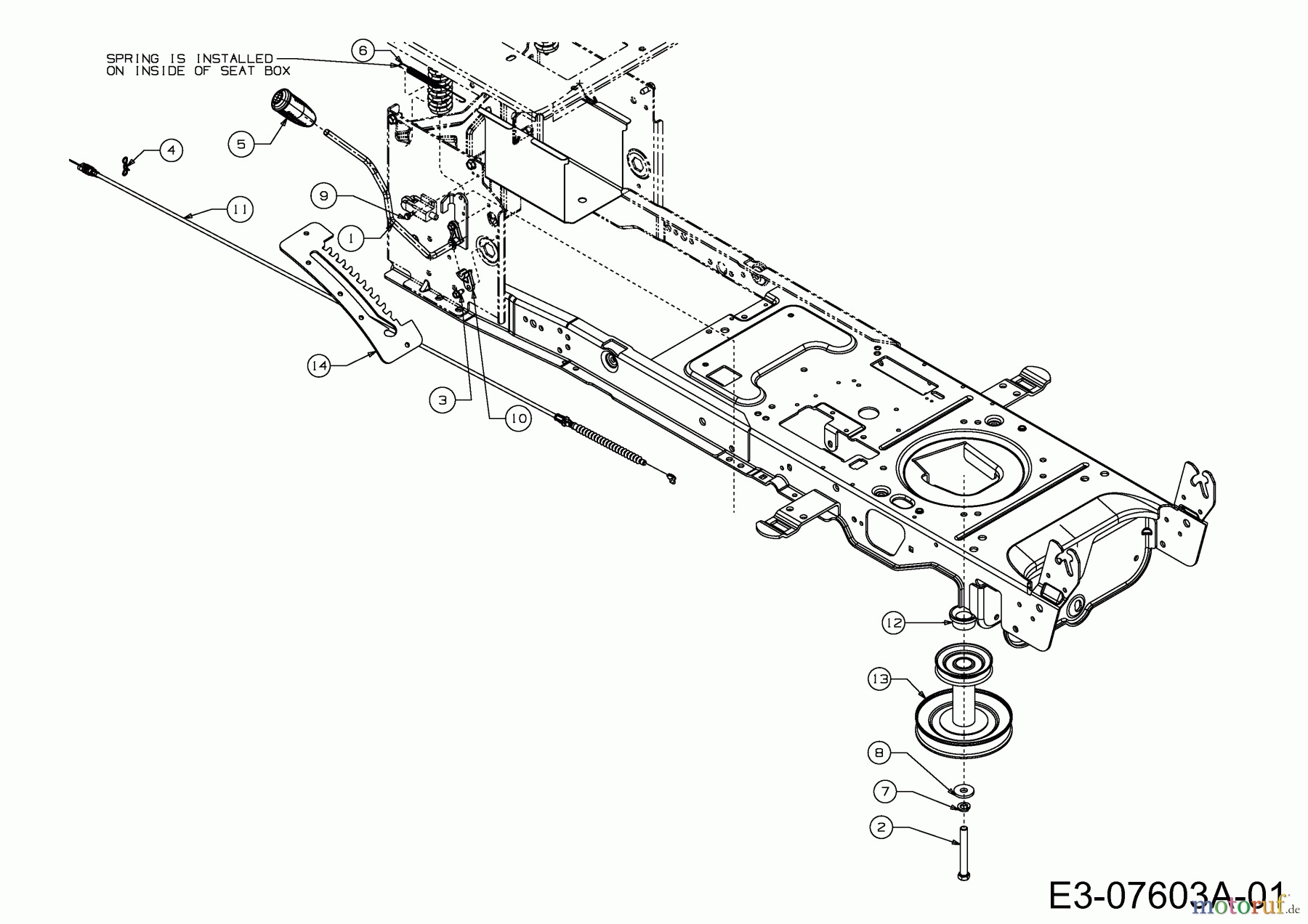  Cub Cadet Rasentraktoren LTX 1042 13BX91AS010  (2011) Mähwerkseinschaltung, Motorkeilriemenscheibe