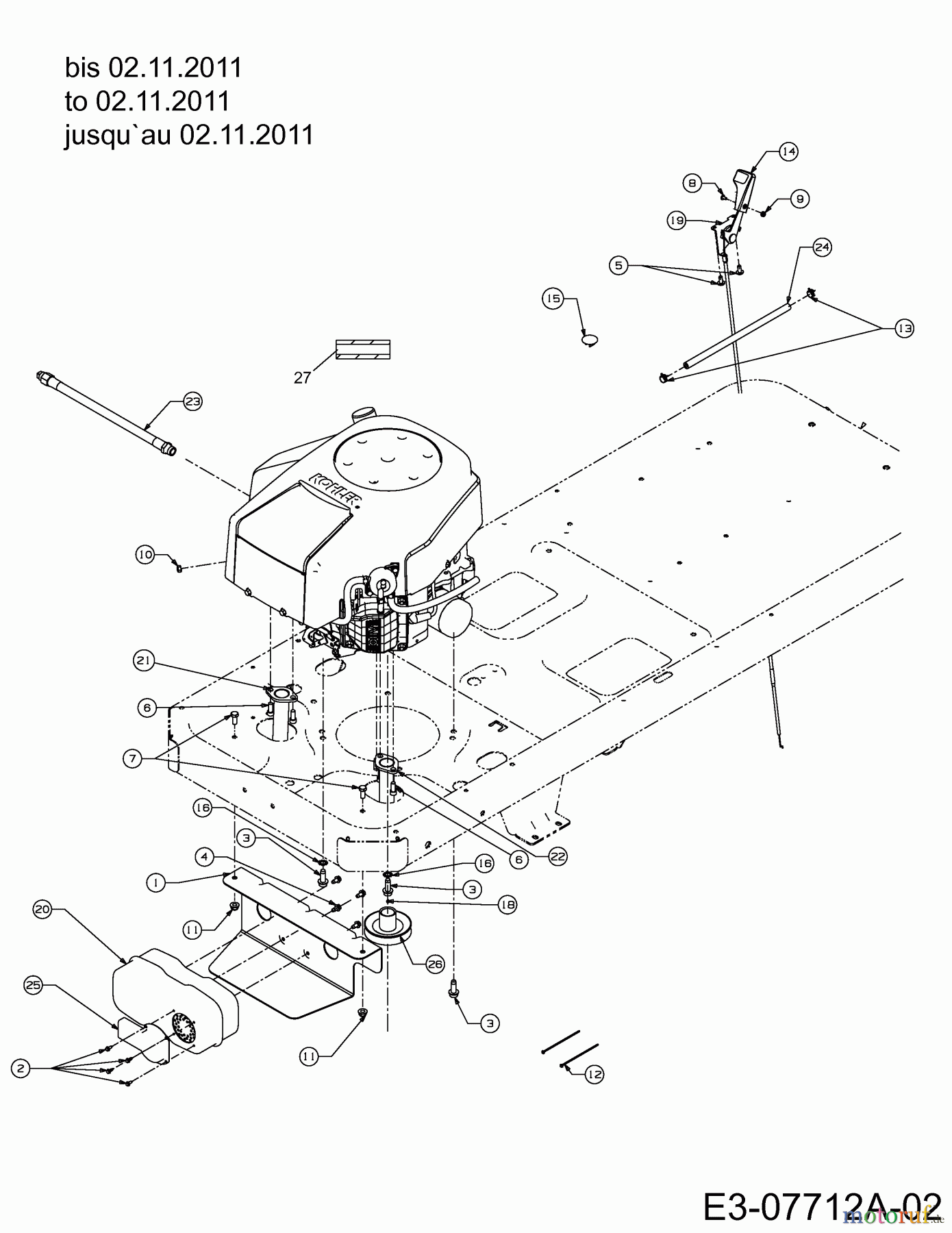  Cub Cadet Zero Turn RZT 42 17AF2ACS330  (2012) Choke- und Gaszug, Motorzubehör bis 02.11.2011