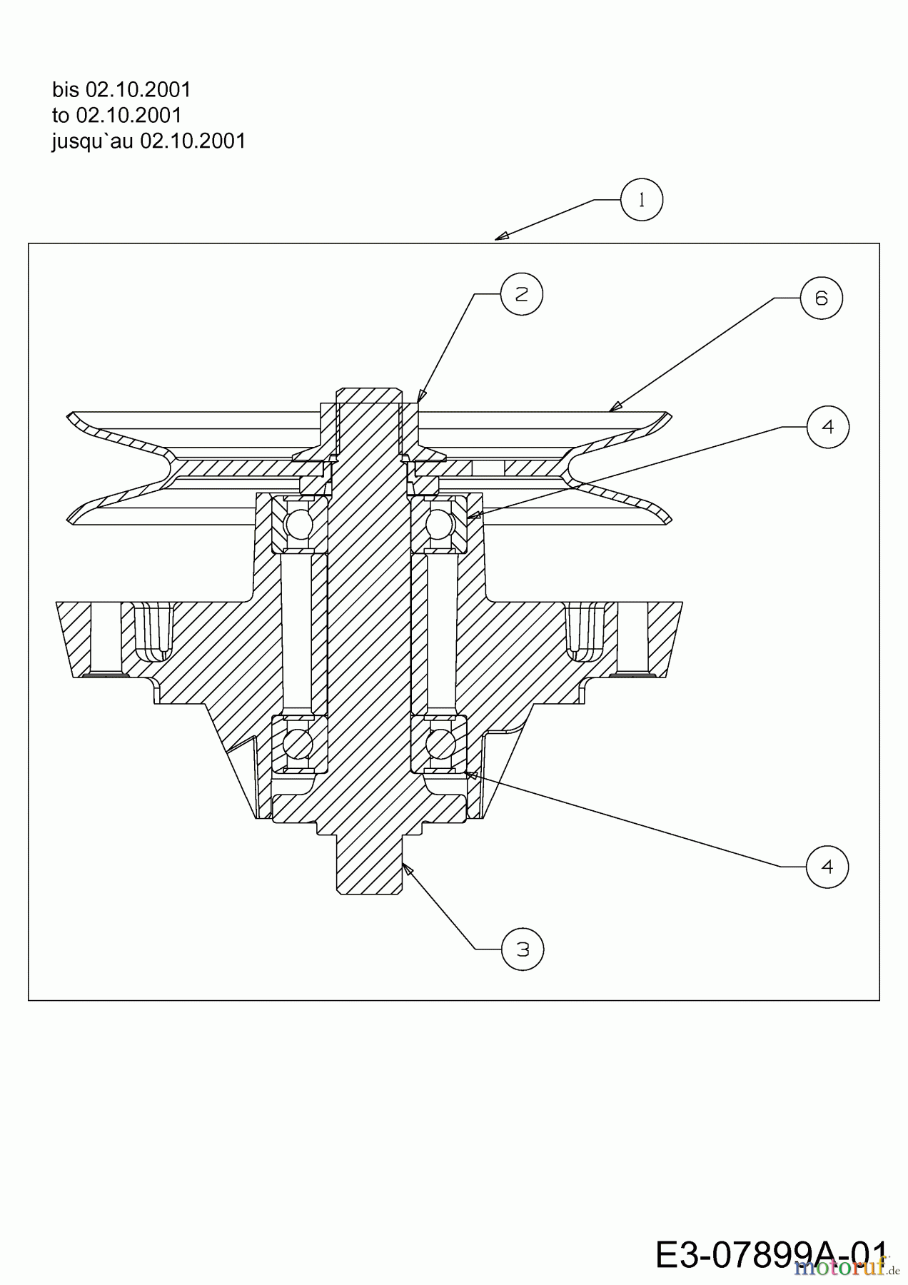 Yard-Man Rasentraktoren AG 6145 13AP604G643 (2000) Messerspindel 618-0565 bis 02.10.2001