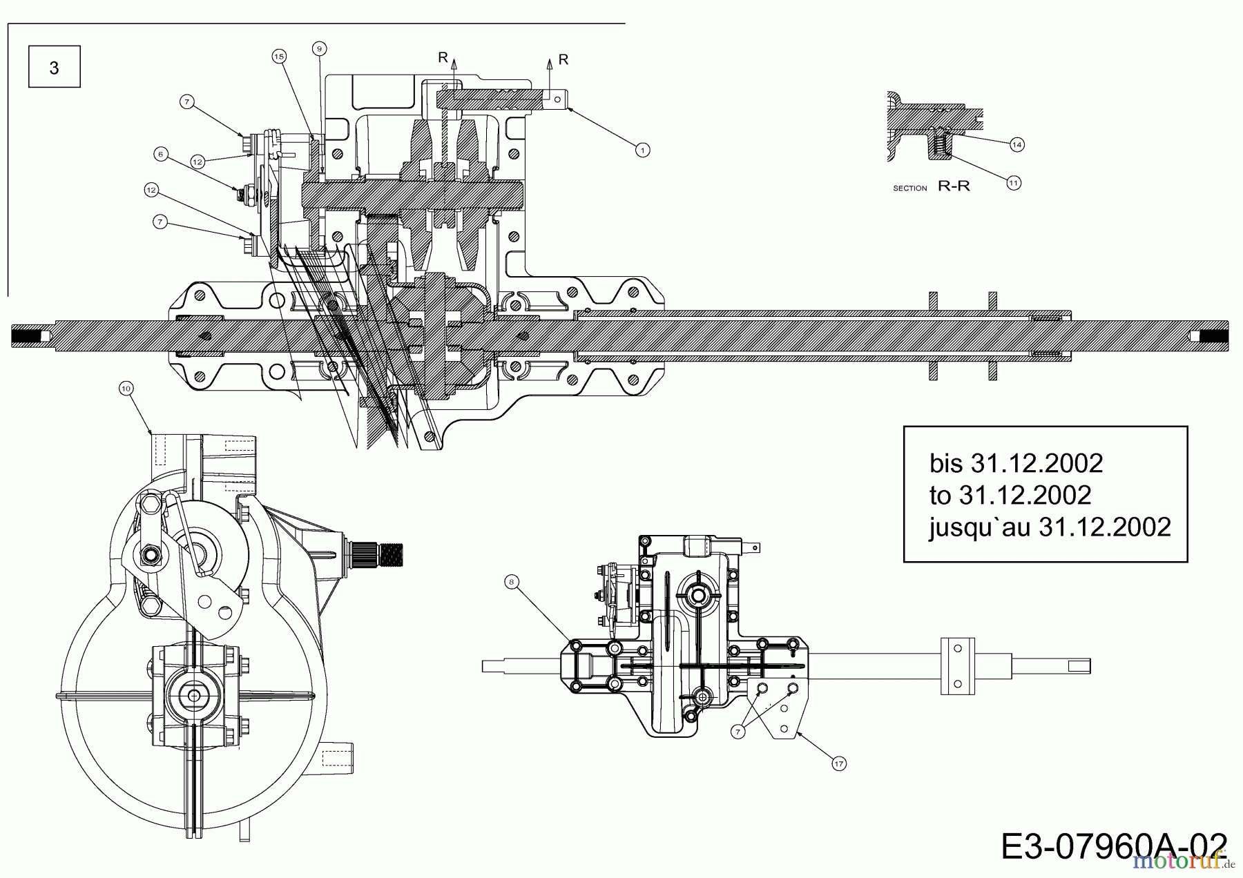  MTD Rasentraktoren SN 135 A 13AA508N678  (2002) Getriebe 618-0580 bis 31.12.2002