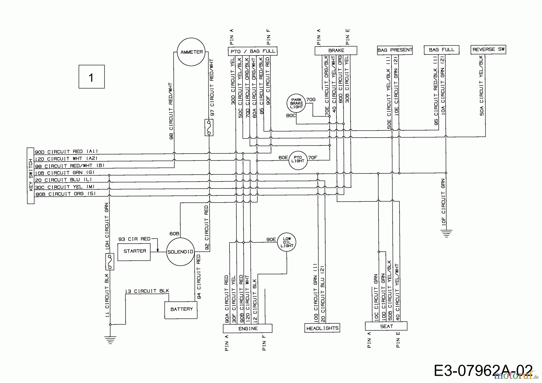  MTD Rasentraktoren SE 150 H 13BA518E678  (2003) Schaltplan