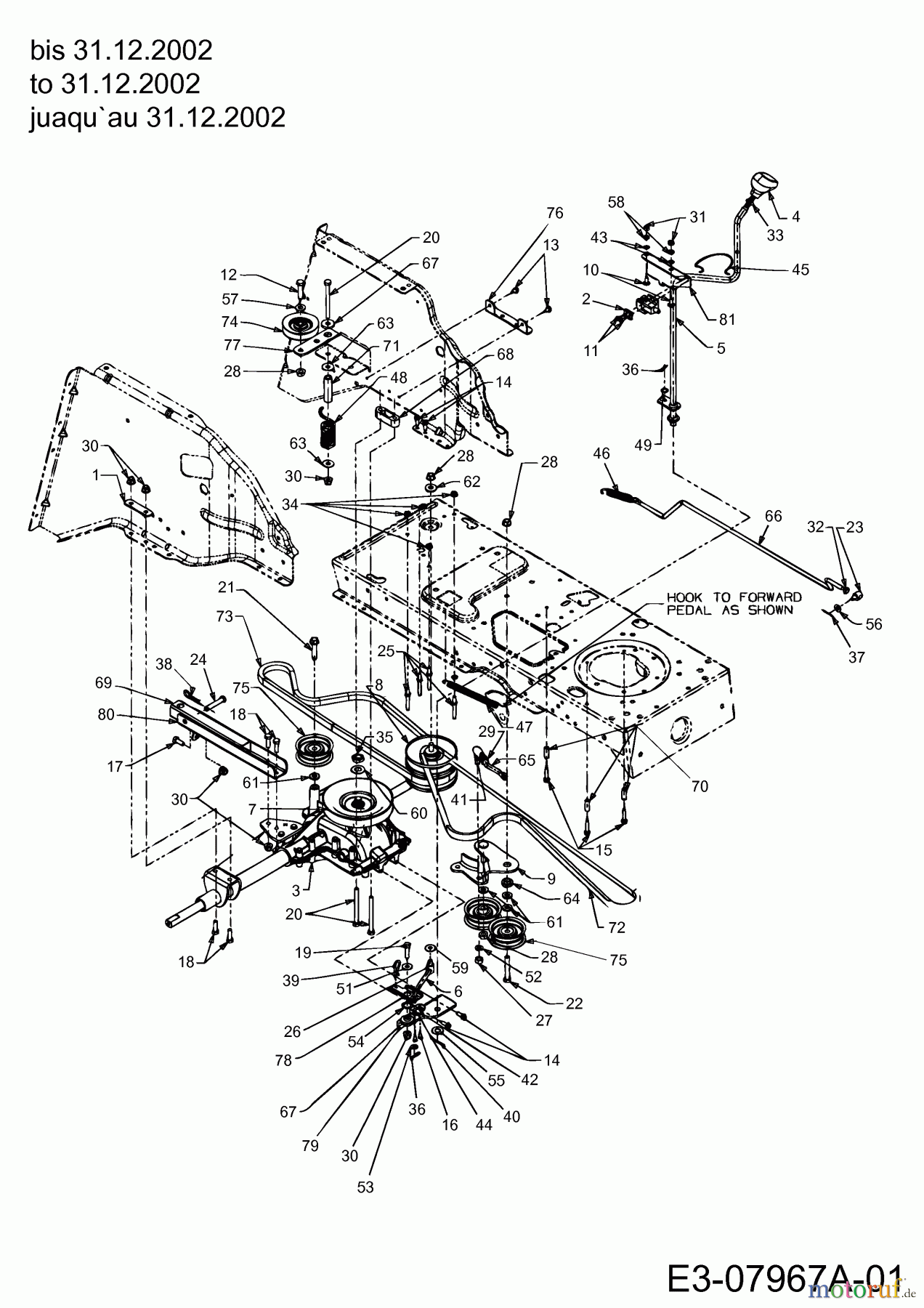  MTD Rasentraktoren SN 210 A 13BO508N678  (2003) Fahrantrieb bis 31.12.2002