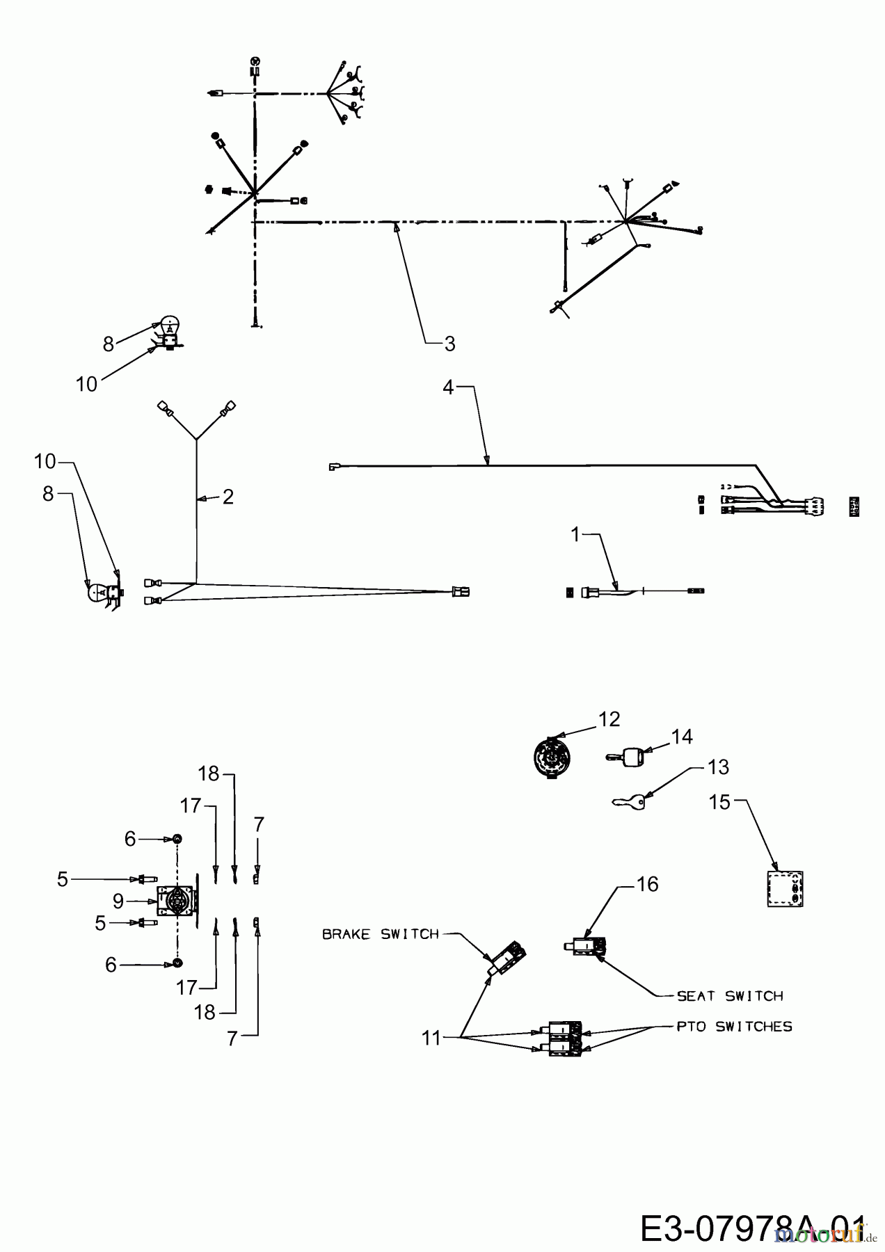  Gutbrod Rasentraktoren GLX 105 RHL 13BT516N690  (2003) Elektroteile