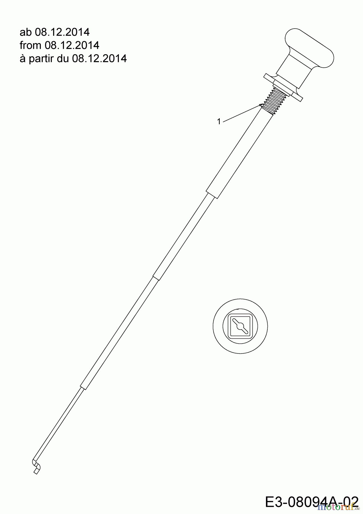  Cub Cadet Rasentraktoren CC 1018 BHE 13HT91AE603  (2015) Chokezug ab 08.12.2014