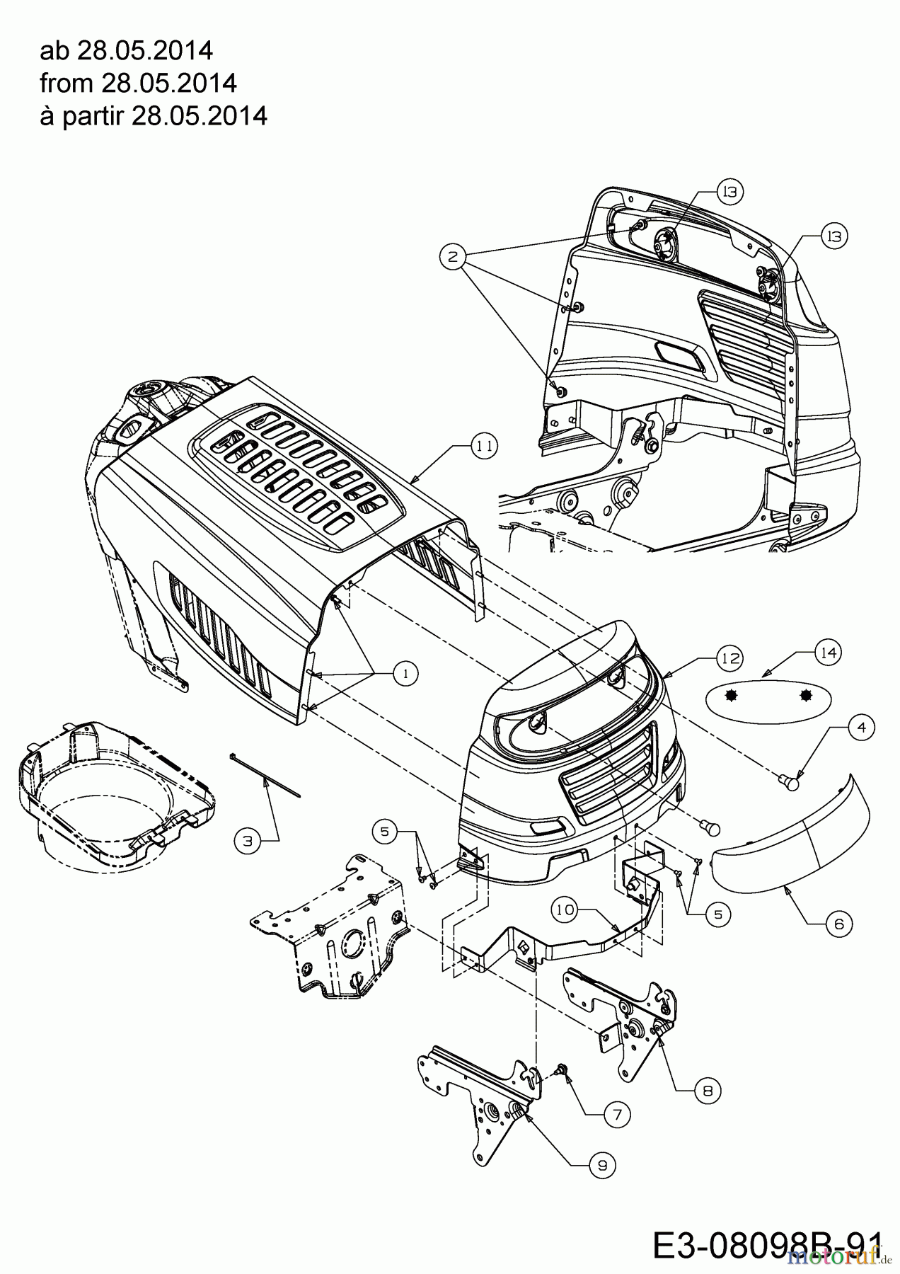  MTD Rasentraktoren 145/92 RD 13HM765E635  (2014) Motorhaube 5-Style ab 28.05.2014