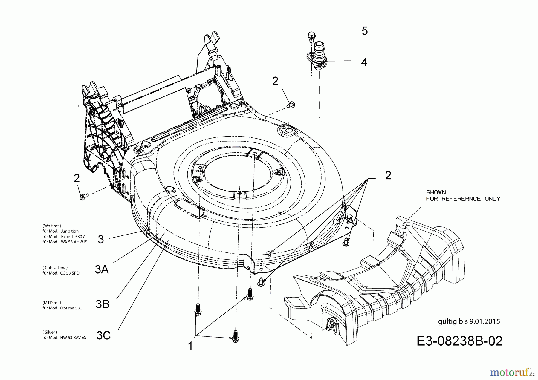  Wolf-Garten Motormäher mit Antrieb WA 53 AHWIS 12A-PV6J650  (2015) Mähwerksgehäuse, bis 9.01.2015