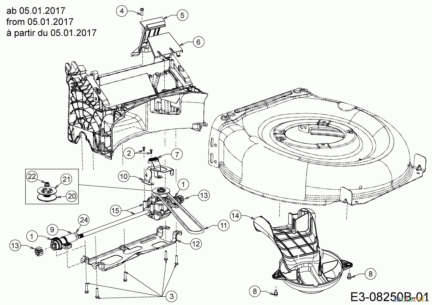  Wolf-Garten Motormäher mit Antrieb A 530 AVHWIS 12ARPV7E650  (2017) Getriebe, Keilriemen ab 05.01.2017
