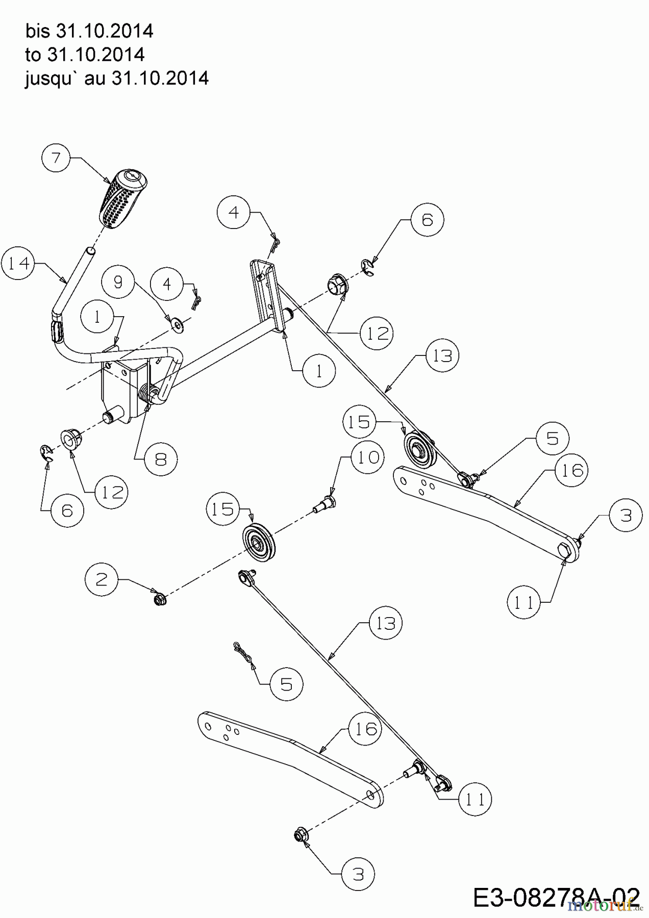 Cub Cadet Rasentraktoren CC 1022 KHT 13HF93AT603 (2014) Mähwerksaushebung bis 31.10.2014