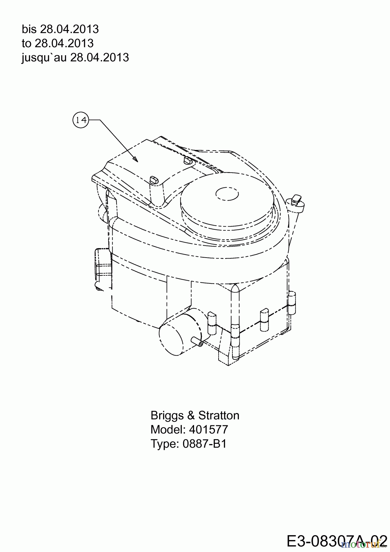  Rasor Rasentraktoren 16/92 H 13AT995E618  (2013) Motor Briggs & Stratton bis 28.04.2013