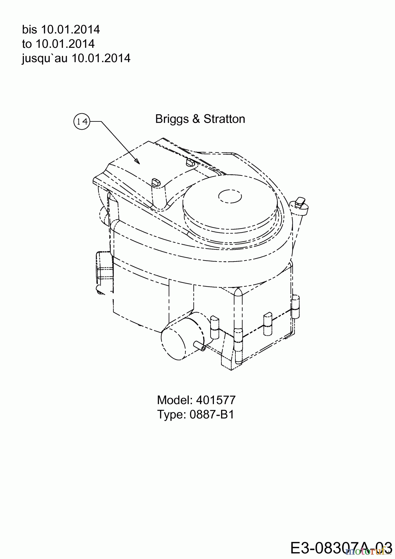  Bestgreen Rasentraktoren 160/92 T 13HT76KE615  (2014) Motor Briggs & Stratton bis 10.01.2014
