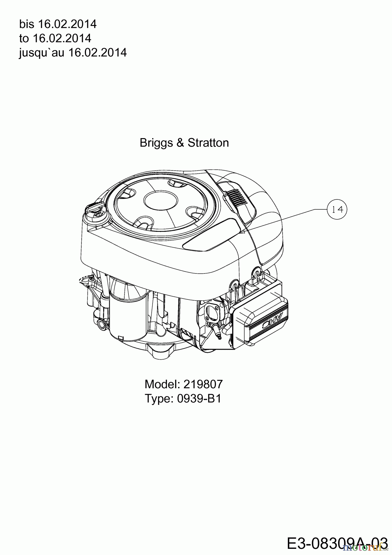  Black-Line Rasentraktoren BL 125/92 T 13HH771E683  (2014) Motor Briggs & Stratton bis 16.02.2014
