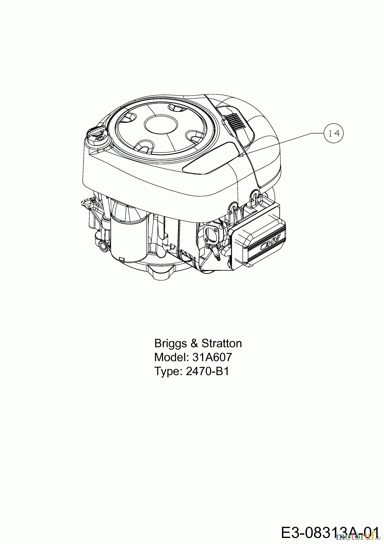  B Power Rasentraktoren BT 155-96 LH 13CM793F615  (2013) Motor Briggs & Stratton