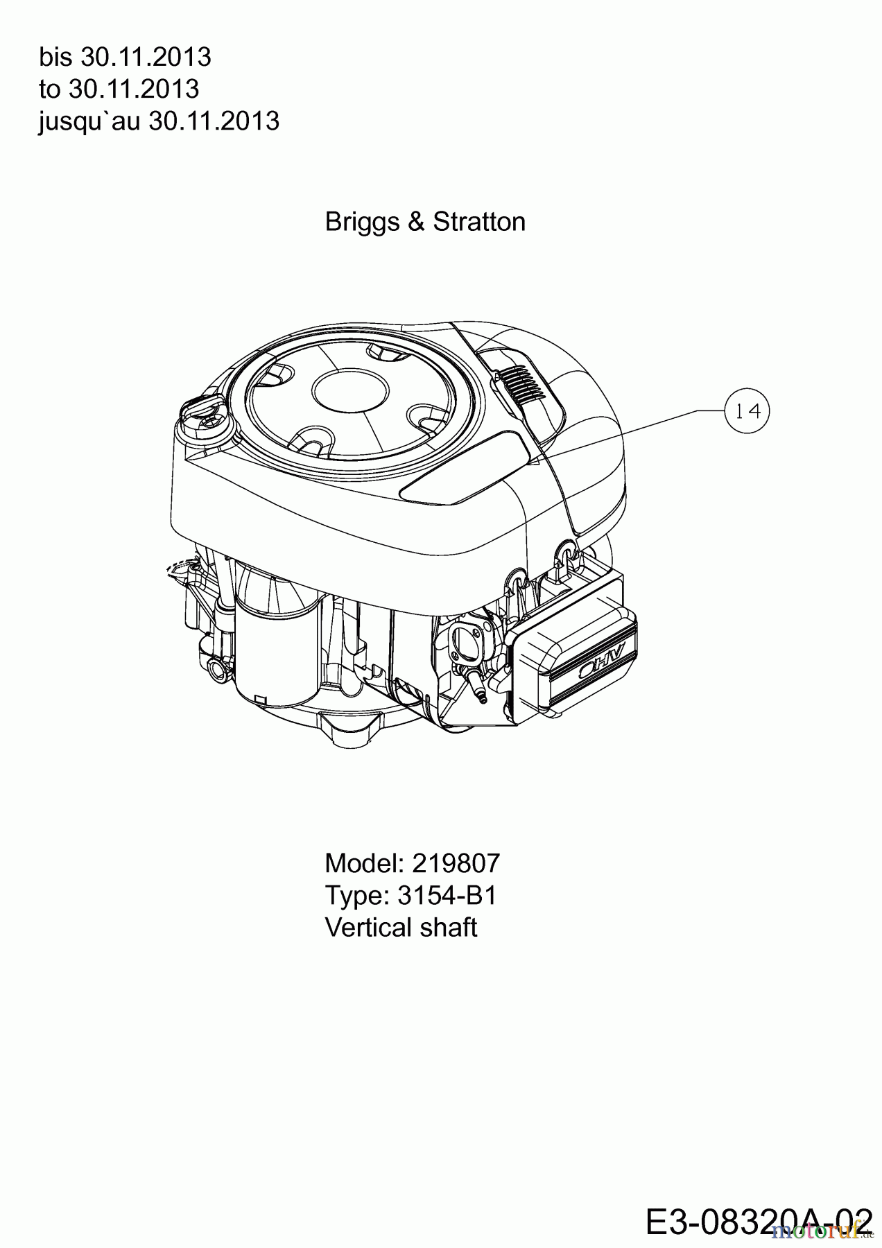  Cmi Rasentraktoren 96-125 13HH761F620  (2014) Motor Briggs & Stratton