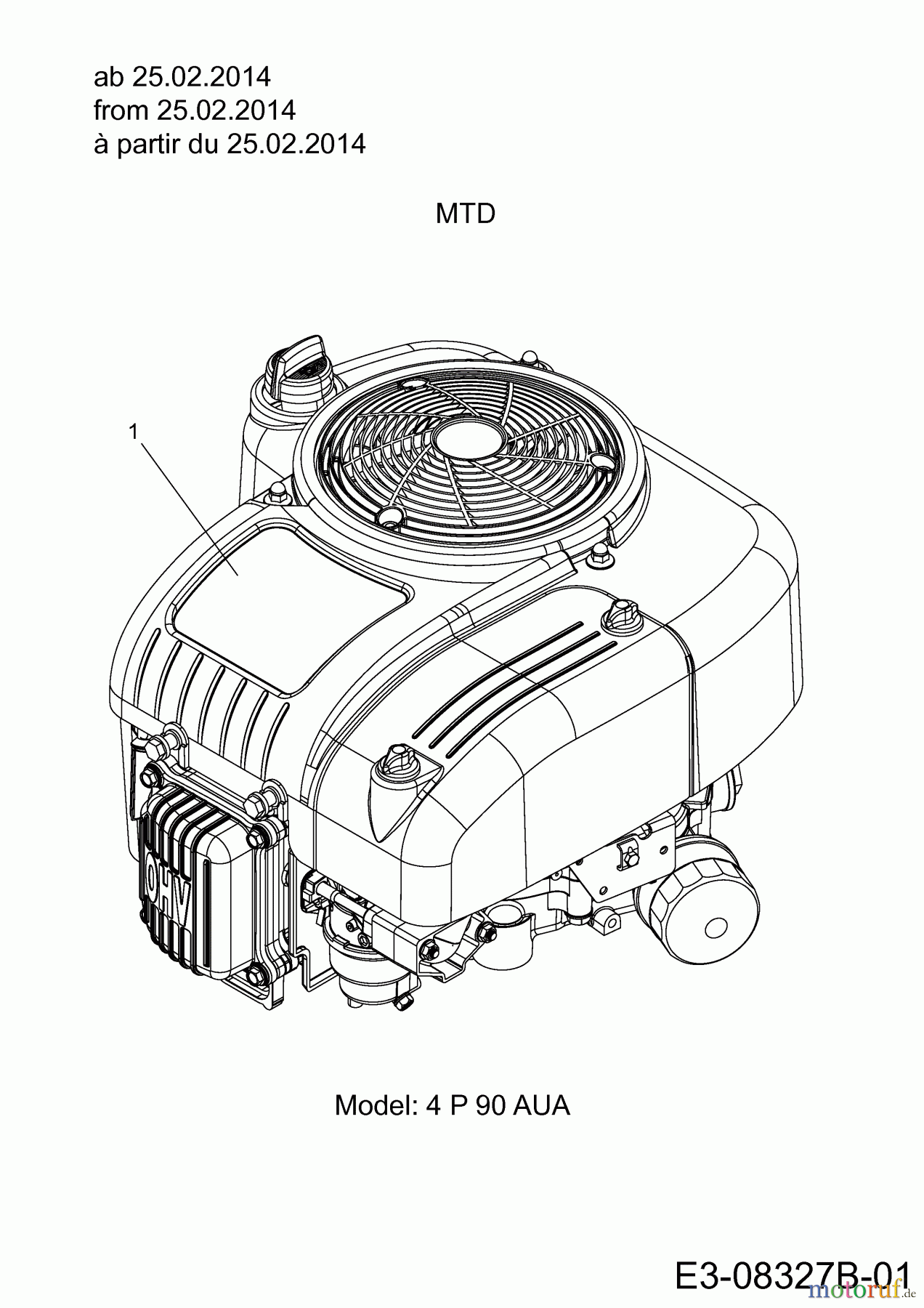  MTD Rasentraktoren DL 92 H 13H2715E676  (2014) Motor MTD ab 25.02.2014