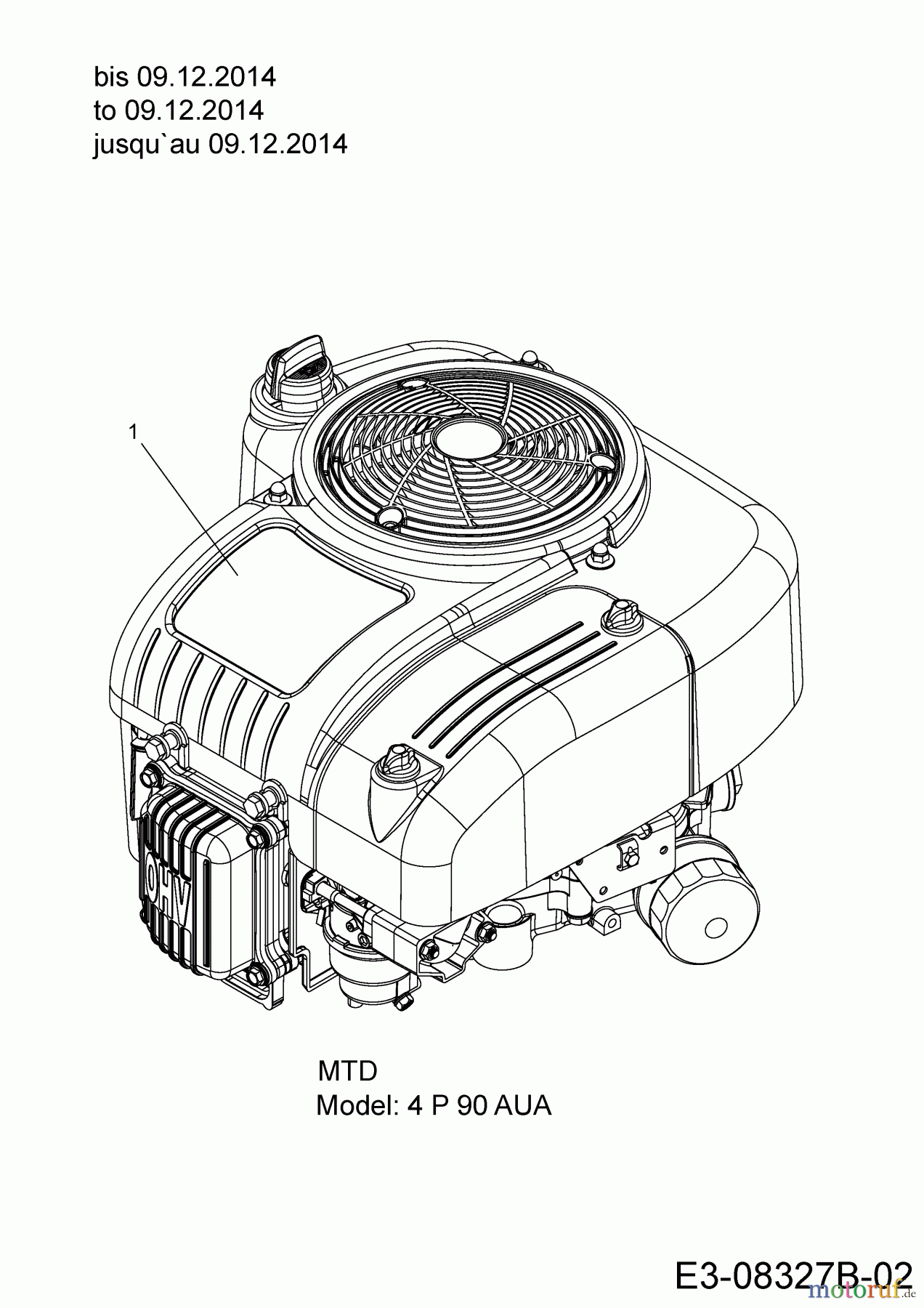  MTD Rasentraktoren DL 96 H 13H2795F677  (2015) Motor MTD bis 09.12.2014