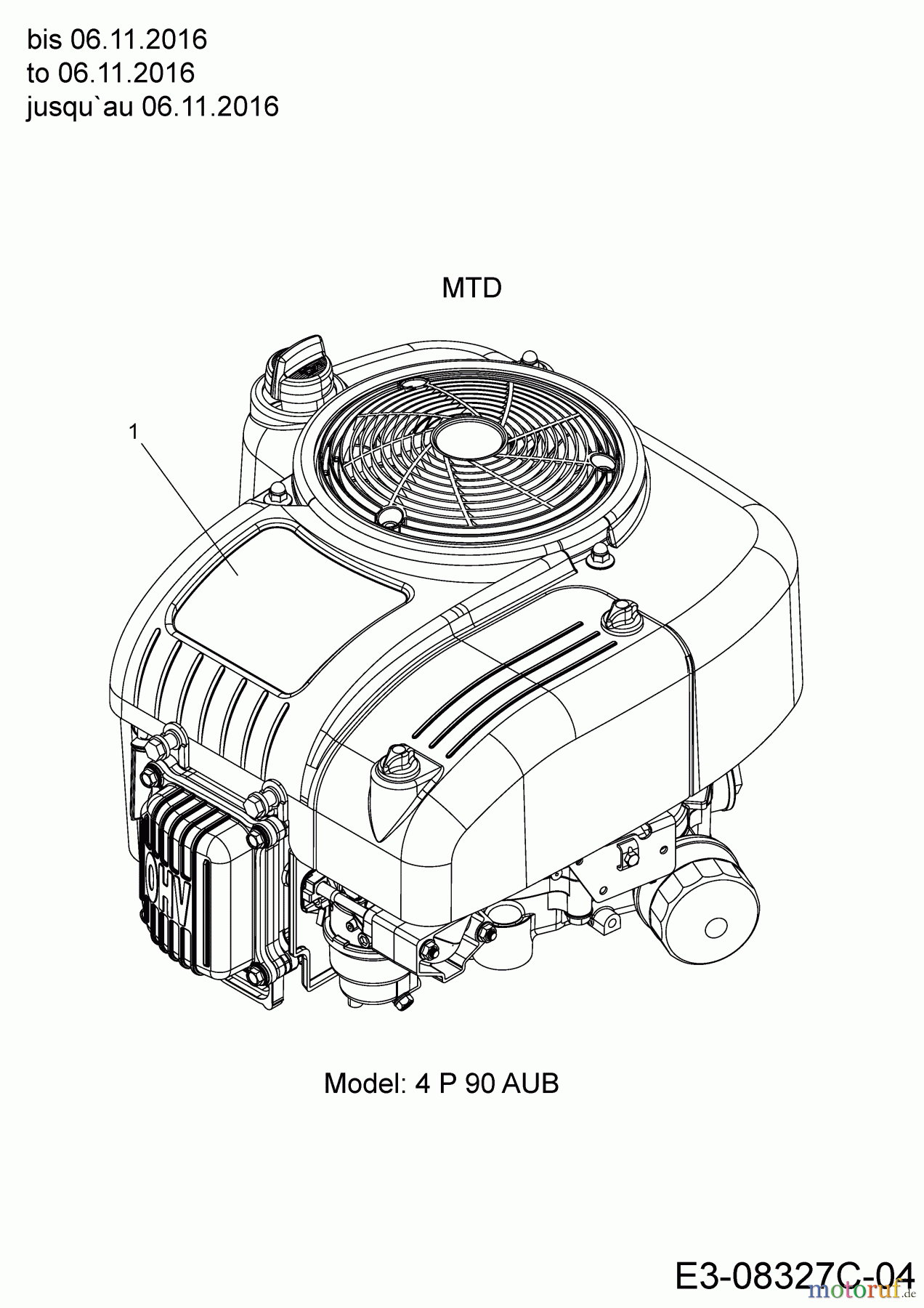  MTD Rasentraktoren DL 92 T 13H2765E677  (2017) Motor MTD bis 06.11.2016