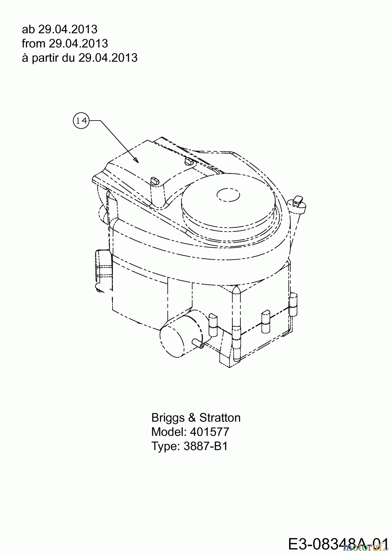  MTD Rasentraktoren 16/92 H 13AT715E600  (2013) Motor Briggs & Stratton