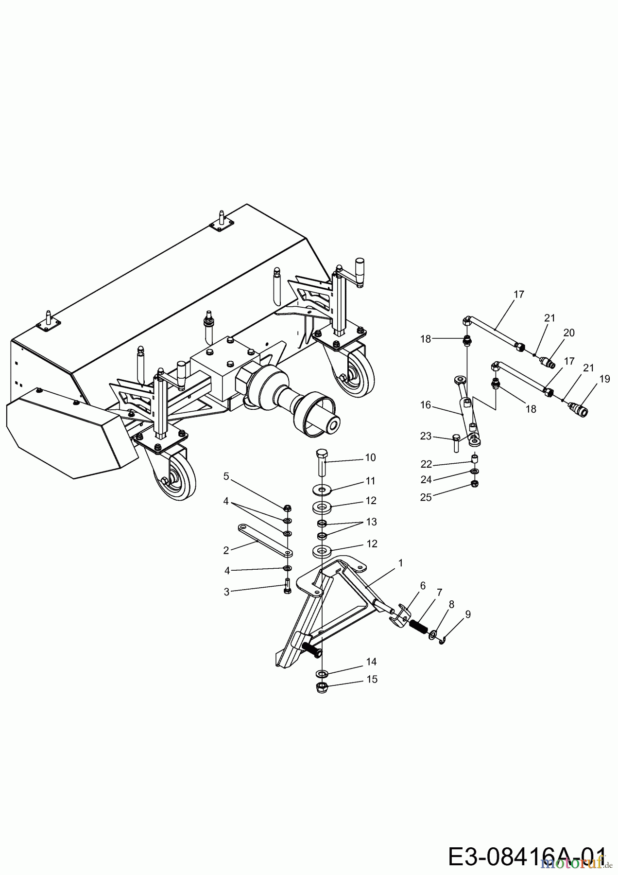  MTD Zubehör Zubehör Kompakttraktoren Frontkehrmaschine für CC 2250/3250 RDH 4 WD, hydraulisch 596-220-600  (2012) Hydraulikzylinder, Kuppeldreieck