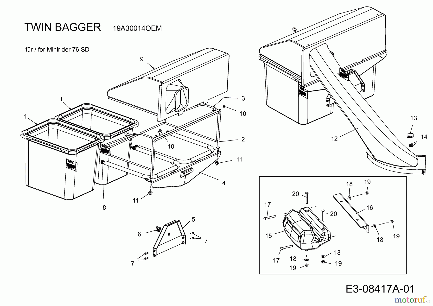  MTD Zubehör Zubehör Garten- und Rasentraktoren Grasfangvorrichtung für Aufsitzmäher mit 30