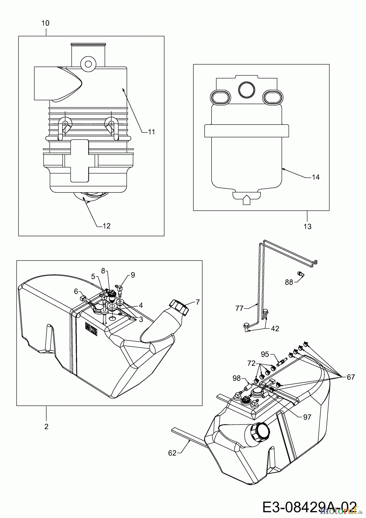  Cub Cadet Utility Vehicle Volunteer 37AK466D603  (2013) Kraftstoffilter, Luftfilter, Tank
