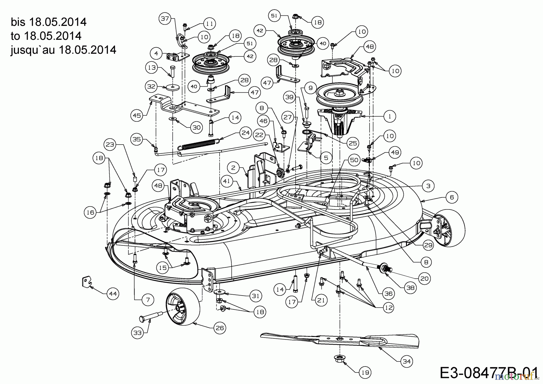  Troy-Bilt Rasentraktoren Bronco 42 13WX78KS066  (2014) Mähwerk S (42
