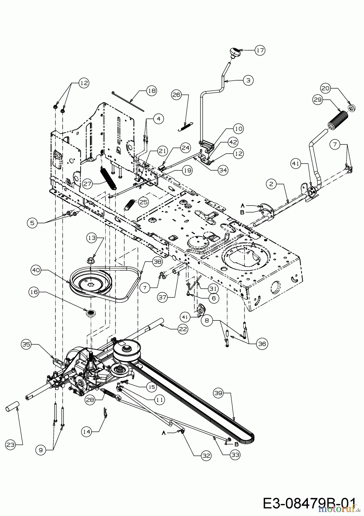  MTD Rasentraktoren 15.5/42 13AM775S308  (2016) Fahrantrieb
