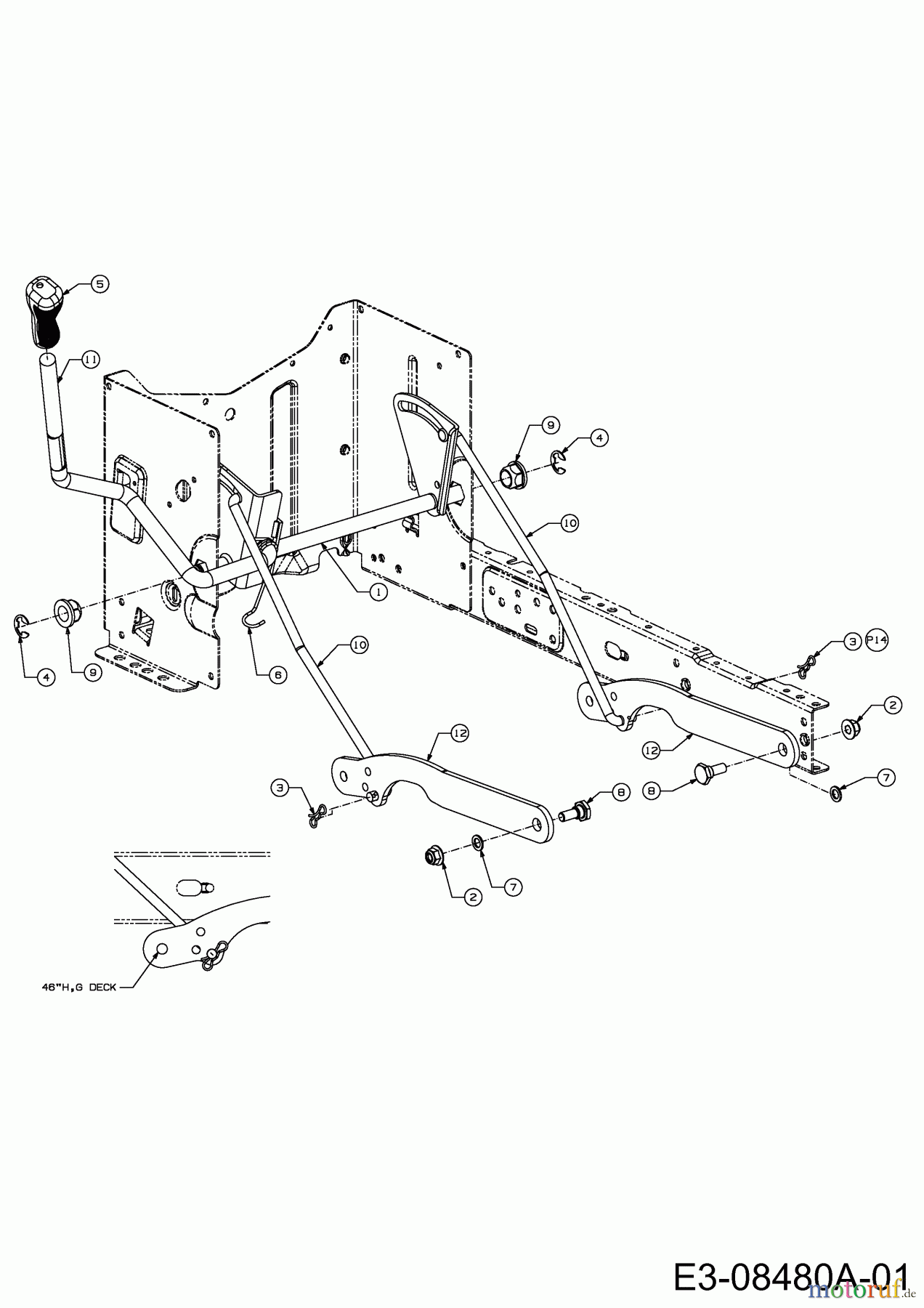  MTD Rasentraktoren 117/20 13AT77KT308  (2013) Mähwerksaushebung