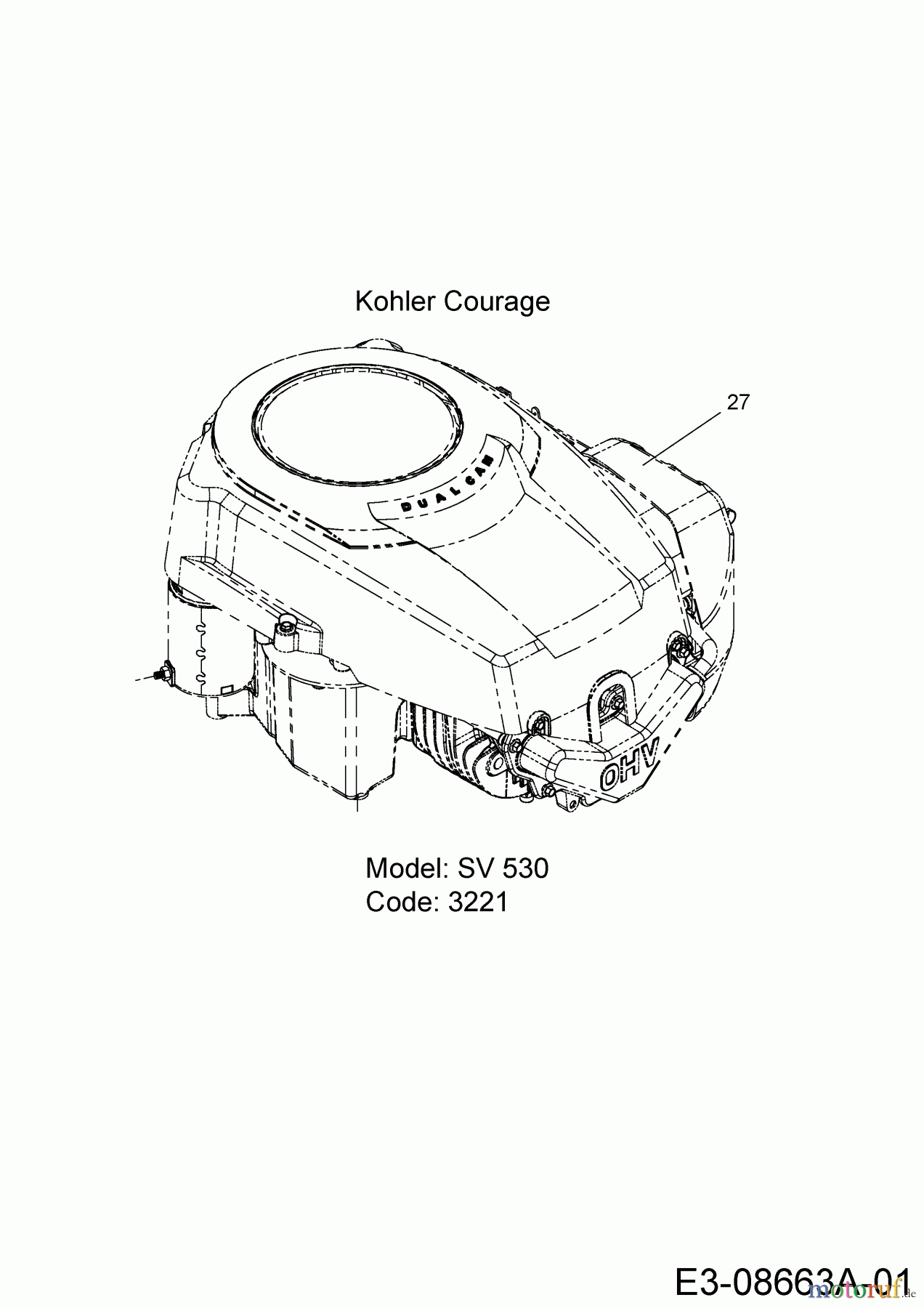  MTD Lawn tractors 17/42 13AV765S306  (2015) Engine Kohler