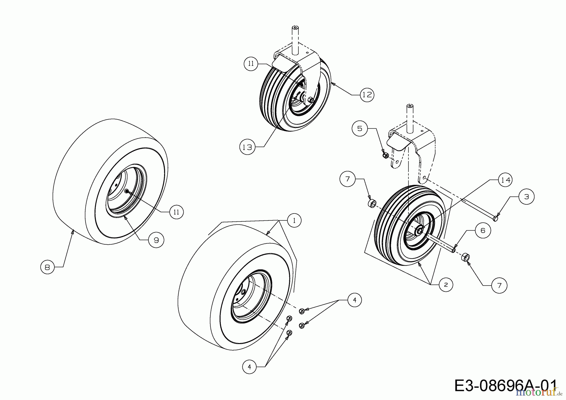  Cub Cadet Zero Turn Z-Force S 54 17AI5GHC010  (2014) Räder 13x5-6 + 20x10-8