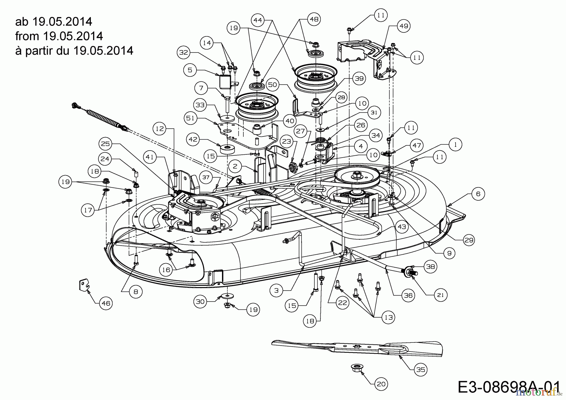  MTD Rasentraktoren 15.5/42 13AM775S308  (2014) Mähwerk S (42