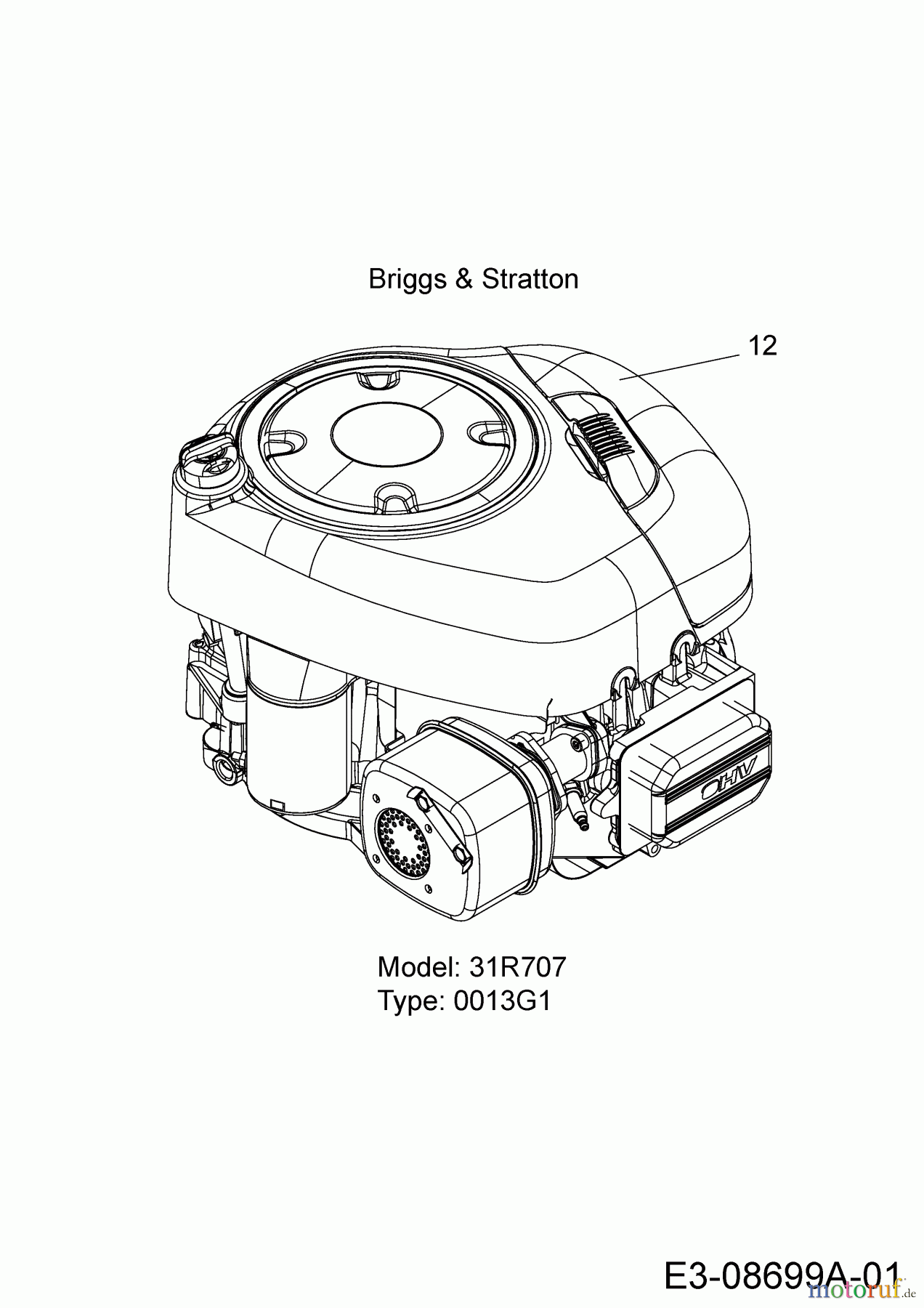  MTD Rasentraktoren 15.5/42 13AM775S308  (2014) Motor Briggs & Stratton