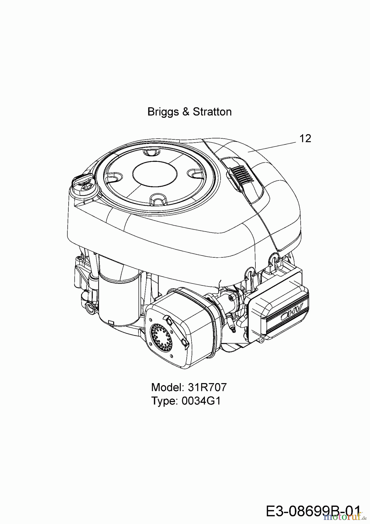  MTD Rasentraktoren 15.5/42 13AM775S308  (2016) Motor Briggs & Stratton