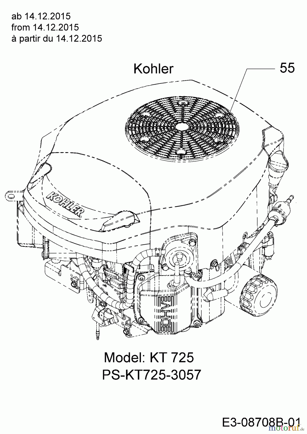  Massey Ferguson Zero Turn MF 50-22 ZT 17ARCACQ695  (2016) Moteur Kohler à partir du 14.12.2015