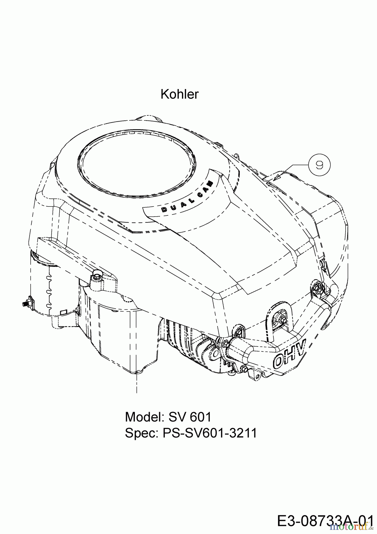  Troy-Bilt Rasentraktoren Bronco 42 13WX78KS066  (2015) Motor Kohler