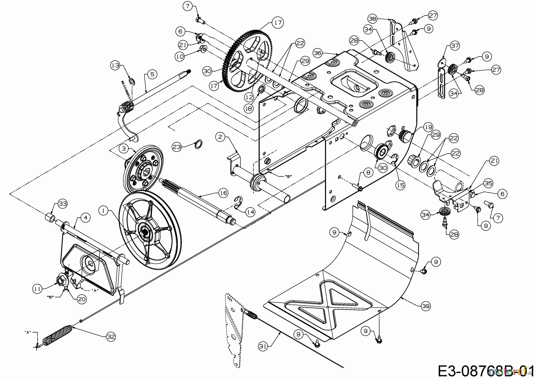  MTD Kehrmaschine Optima PS 700 24B-812C678  (2015) Bowdenzüge, Rahmen, Reibrad