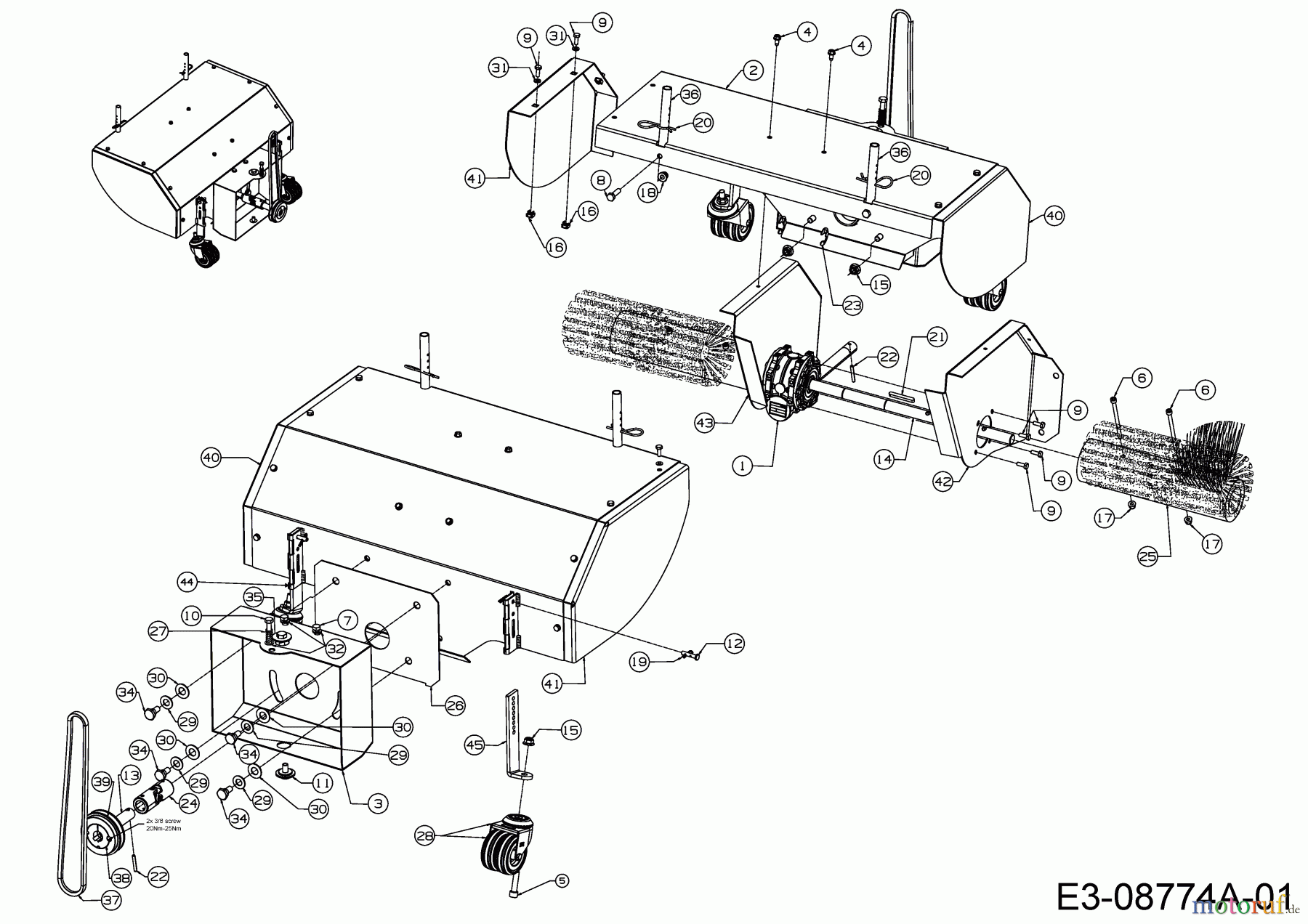  MTD Kehrmaschine Optima PS 700 24A-812C678  (2015) Bürstenantrieb, Kehrwalzengehäuse