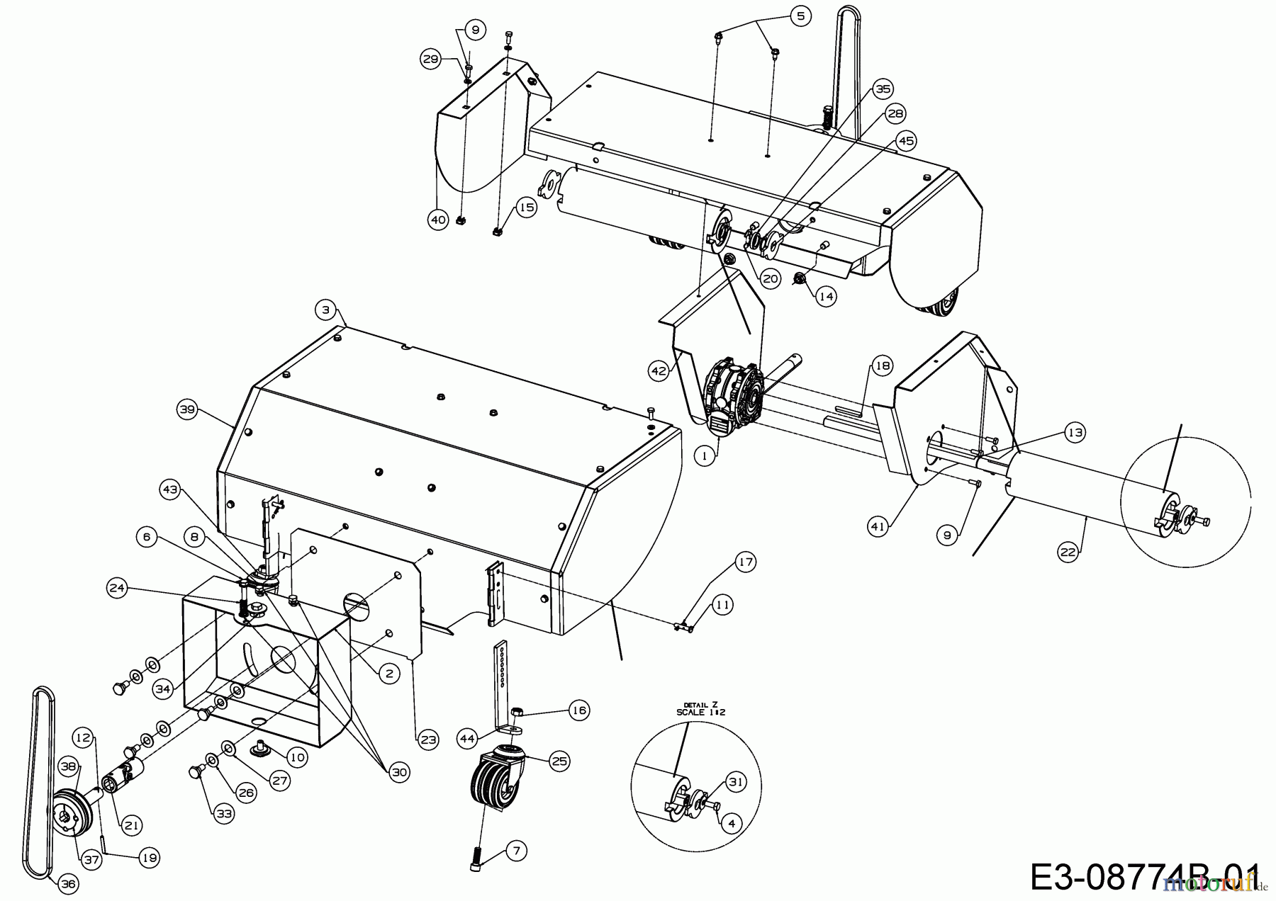  MTD Kehrmaschine Optima PS 700 24B-812C678  (2015) Bürstenantrieb, Kehrwalzengehäuse