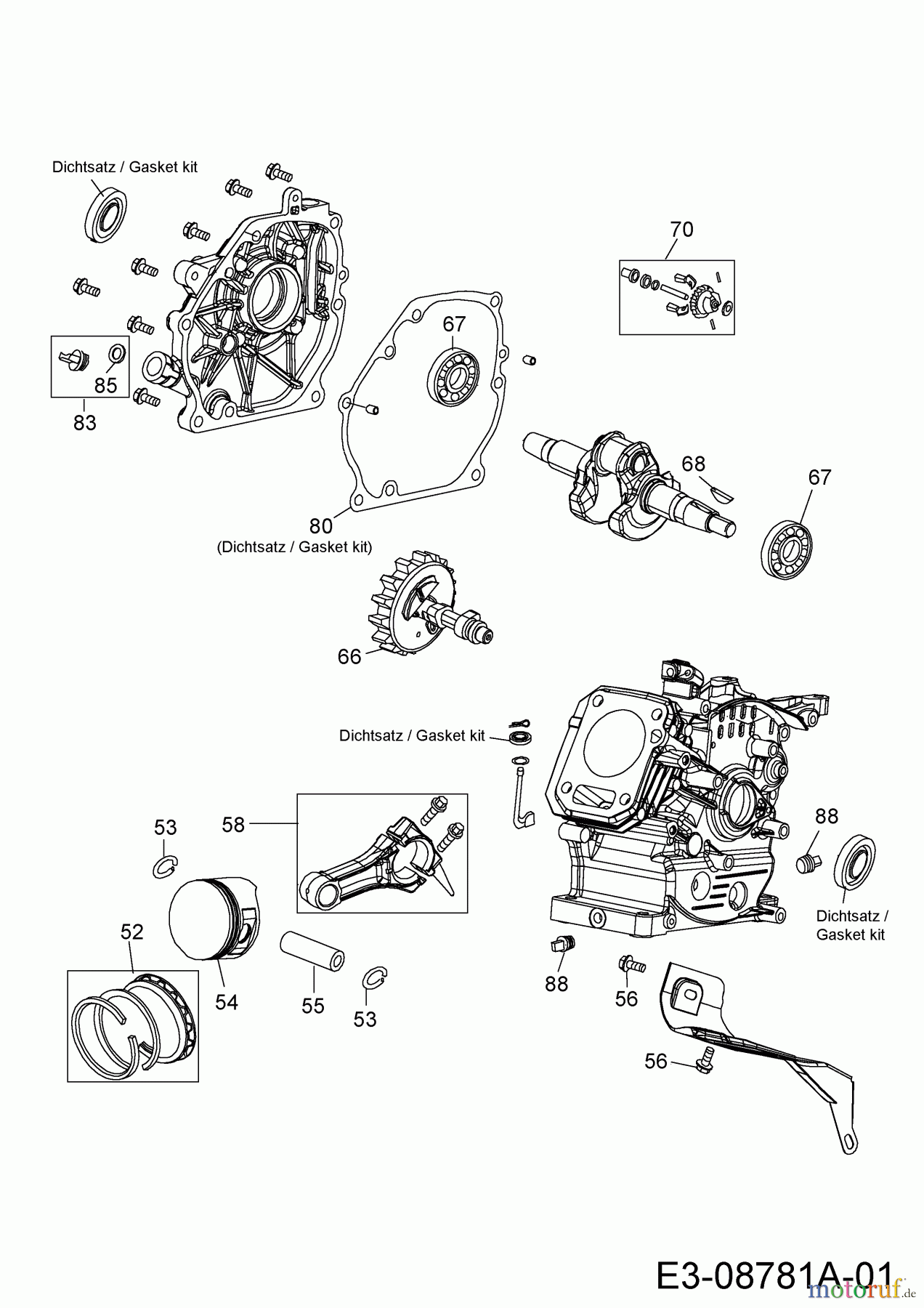  MTD-Motoren MTD horizontal 170-DH 752Z170-DH  (2014) Kolben, Nockenwelle, Pleuel, Regler