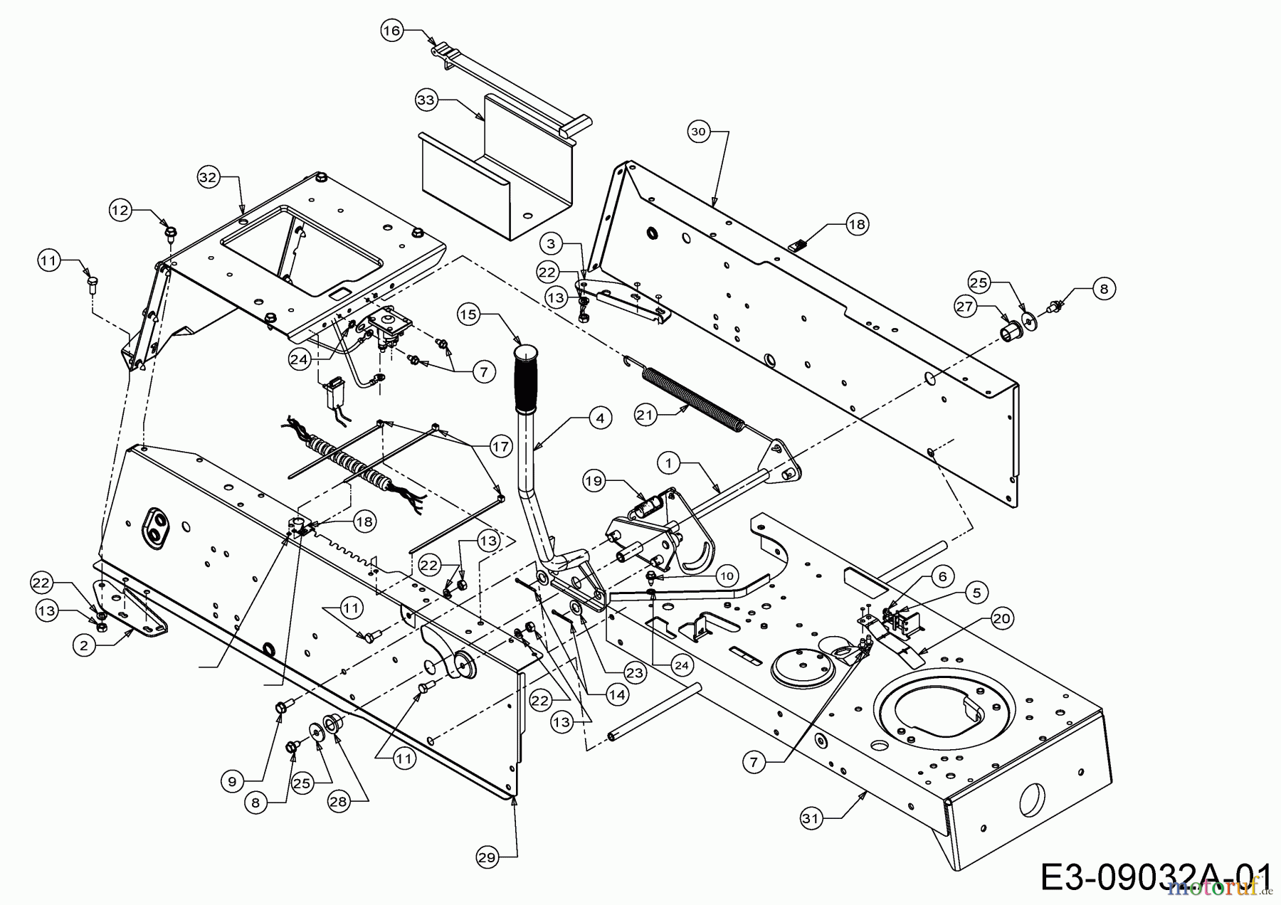  MTD Rasentraktoren H 145 13AA698F678  (2004) Mähwerksaushebung, Rahmen