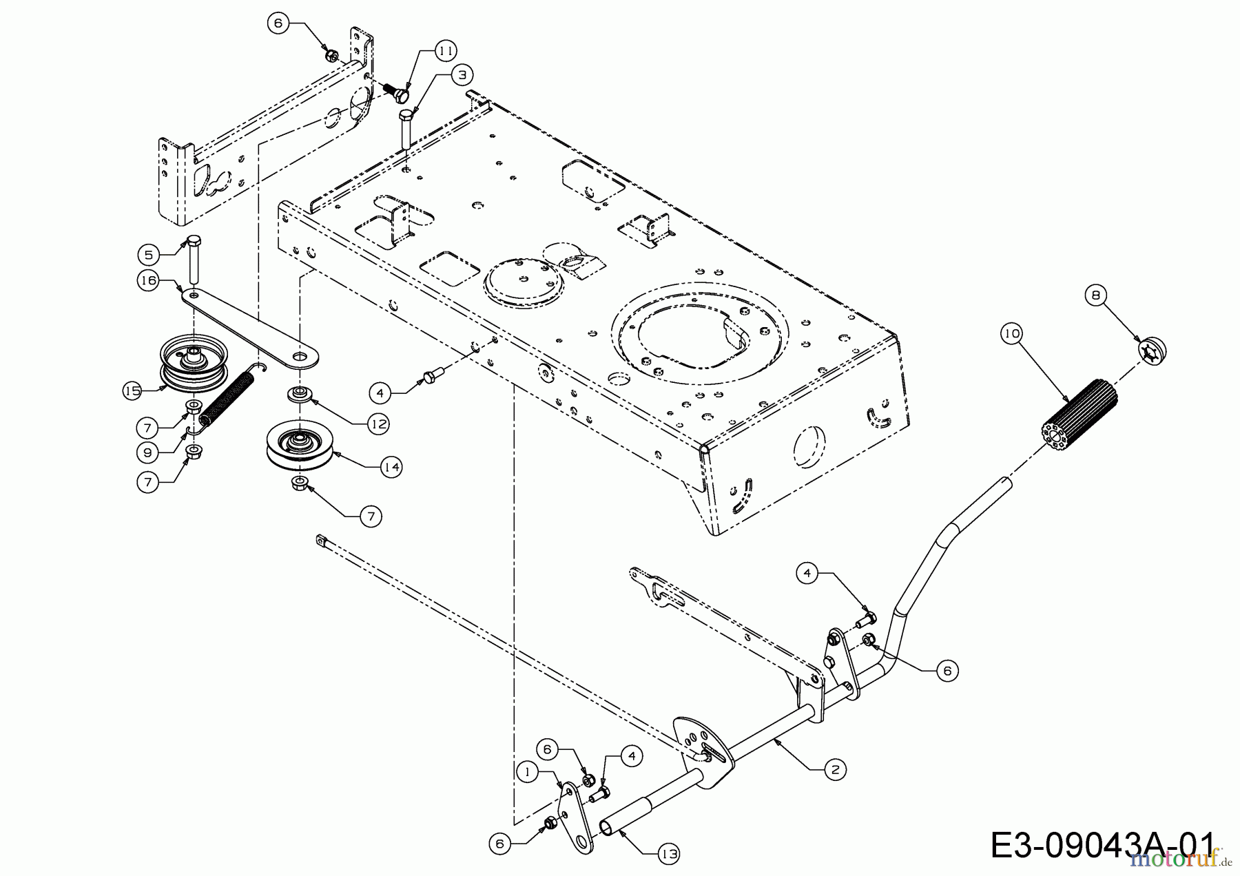  Motec Rasentraktoren MTBS 500 Y 13AA692F640  (2004) Pedalwelle, Spannrollen Fahrantrieb