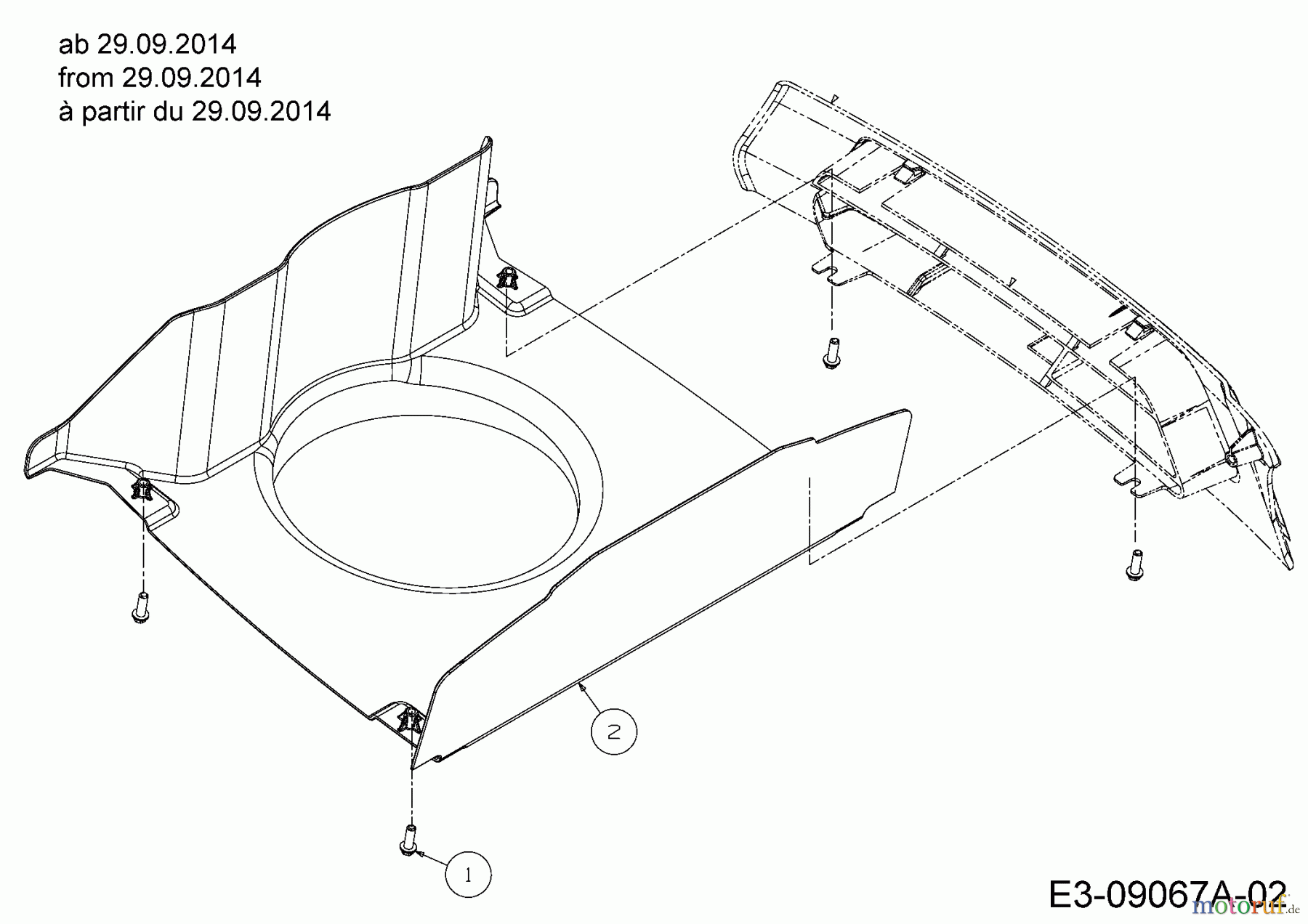  Cub Cadet Rasentraktoren CC 1022 KHT 13HF93AT603  (2014) Luftführung ab 29.09.2014