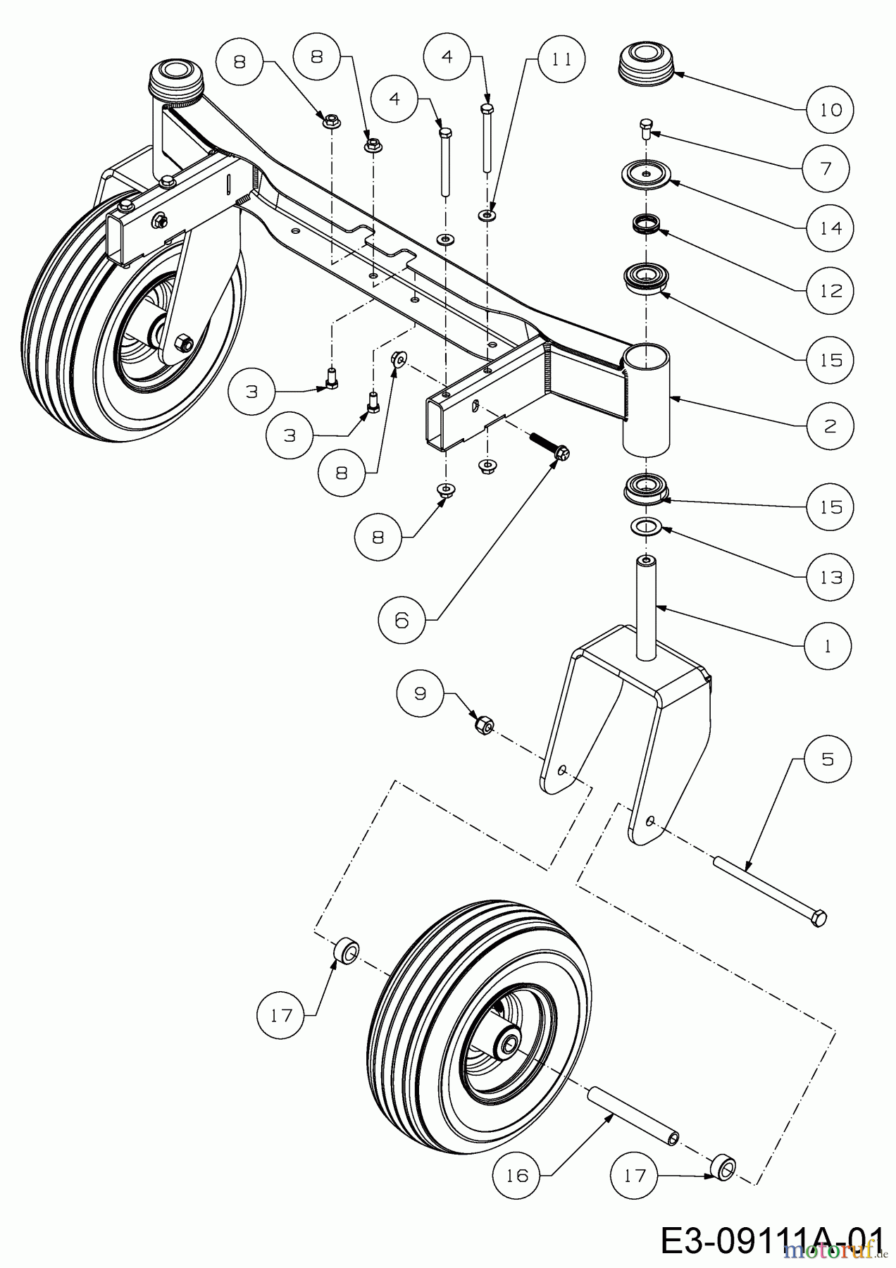  Cub Cadet Zero Turn Z-Force LZ 60 17BIDAGD010  (2015) Vorderachse